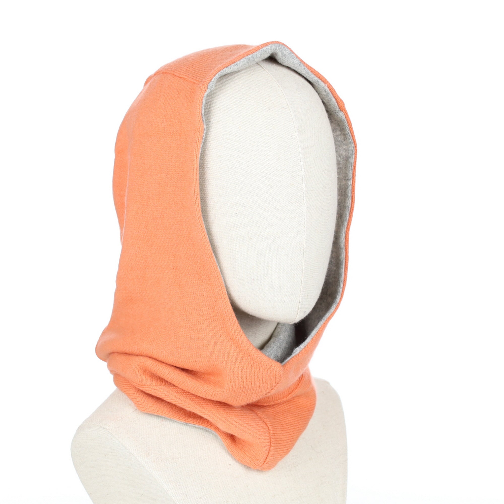 Orange and Ash Grey Luxury Reversible Cashmere Hood Unisex