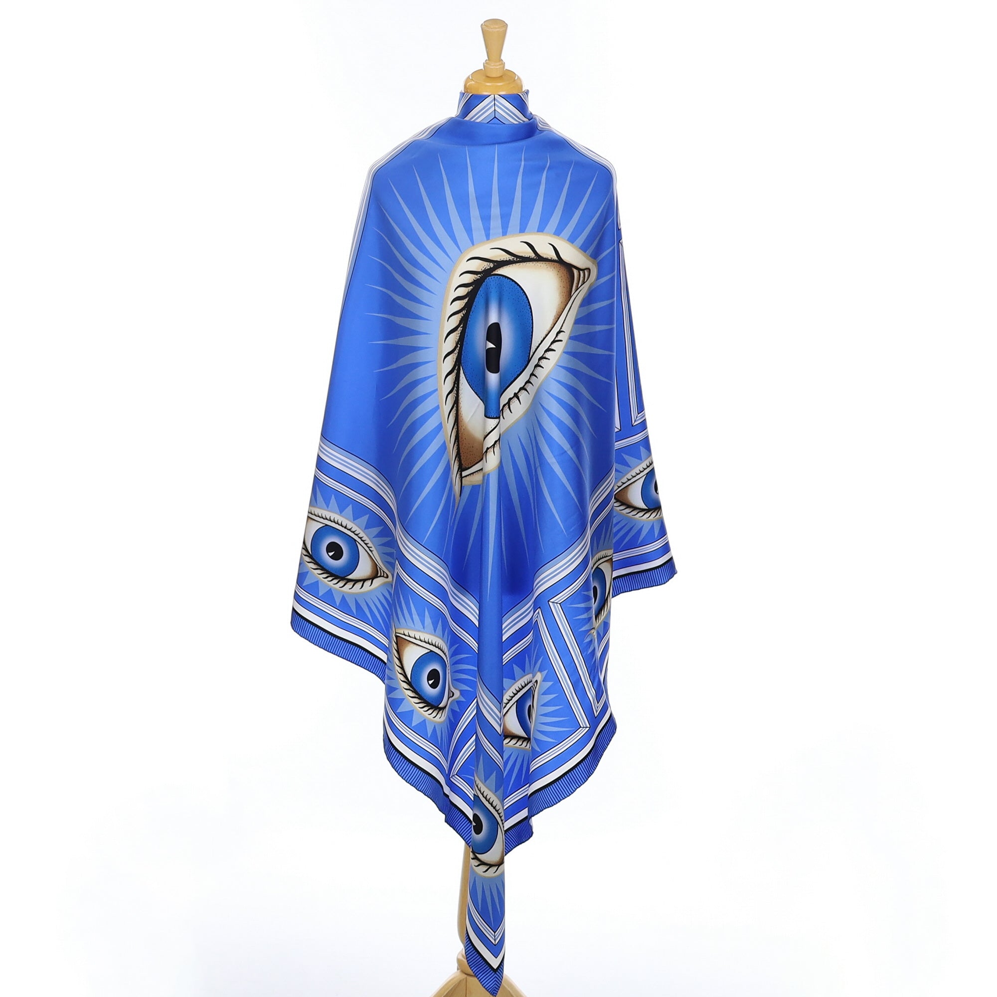 Large Halcyon Days Evil Eye Blue Silk Scarf