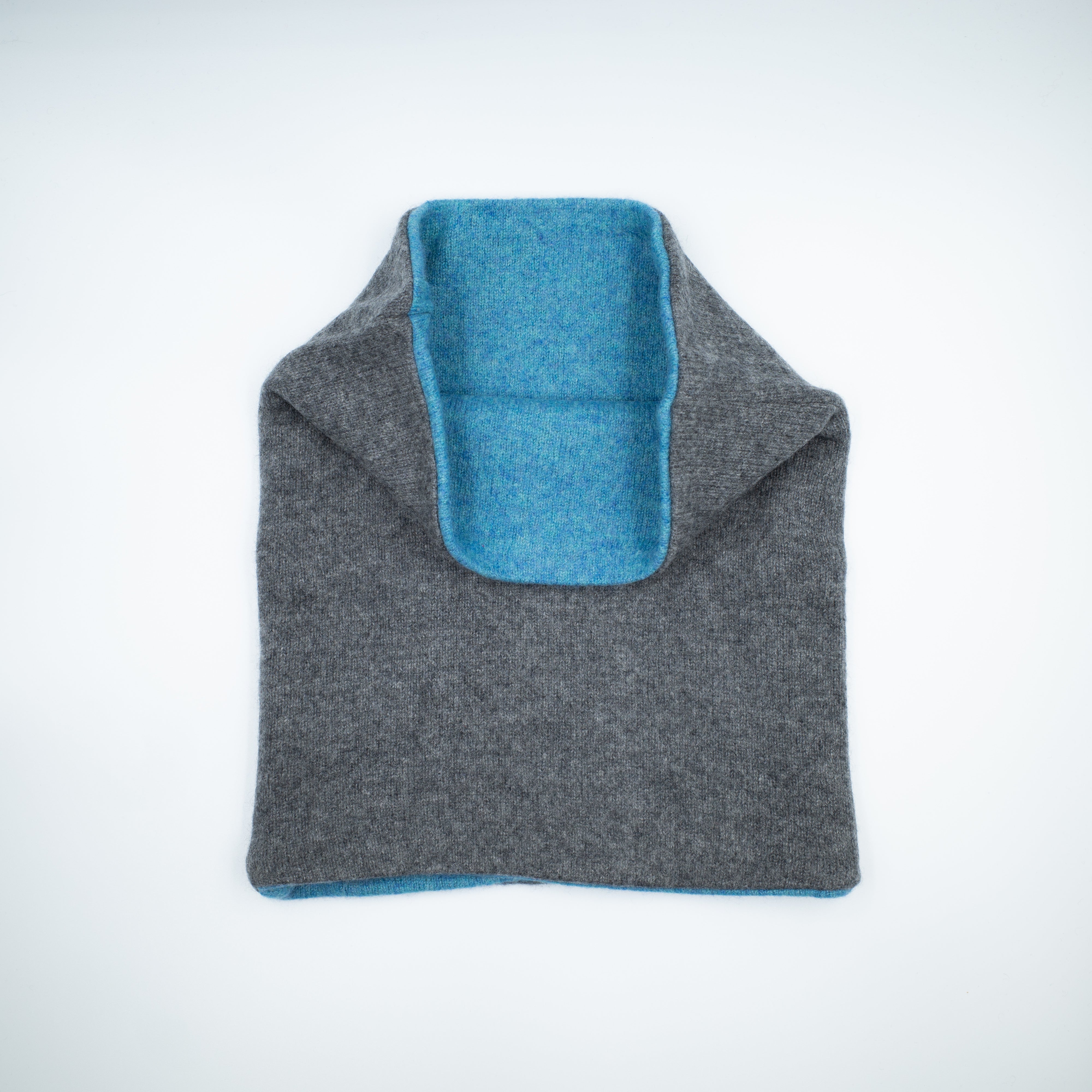 Teal Blue and Slate Grey Luxury Double Layered Snood