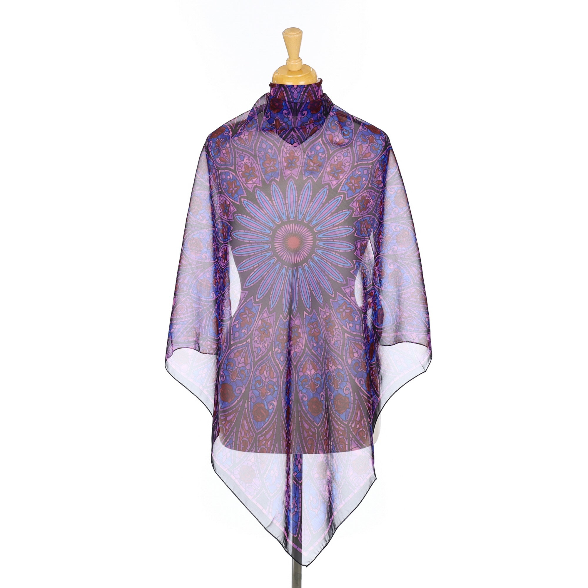 Past Times Purple Patterned Chiffon Silk Scarf