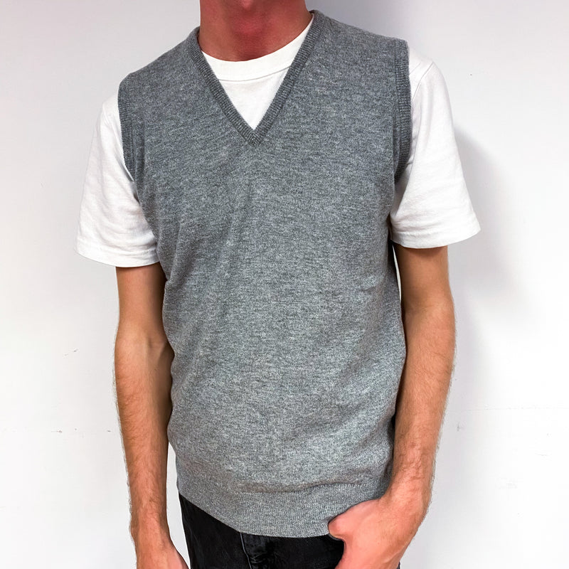 Mens grey 2025 sleeveless jumper