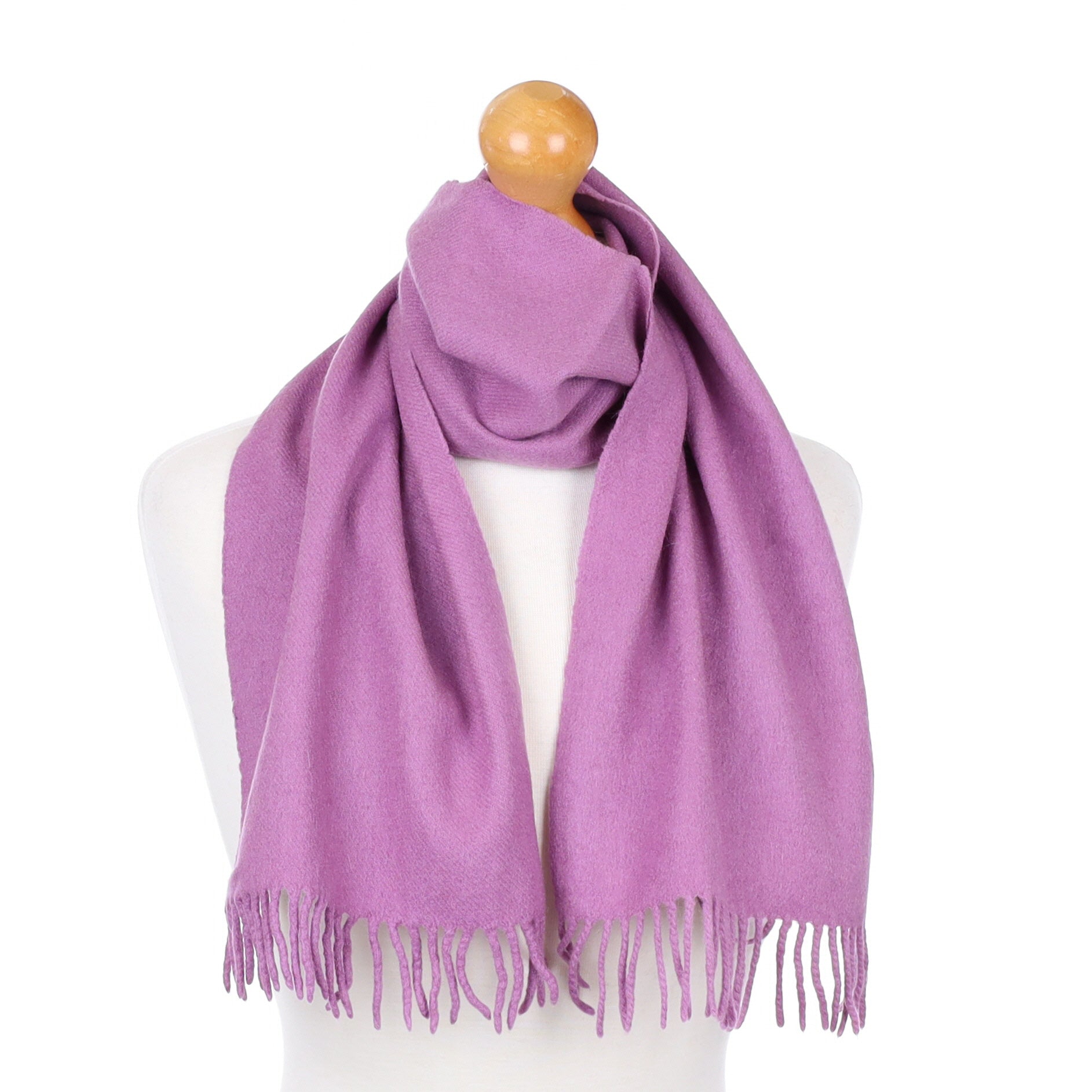 Wisteria Purple Fringed Cashmere Woven Scarf