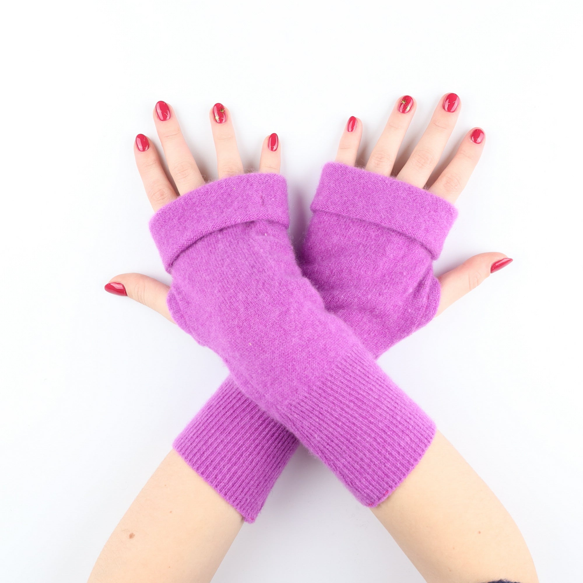 Vibrant Mauve Fingerless Gloves