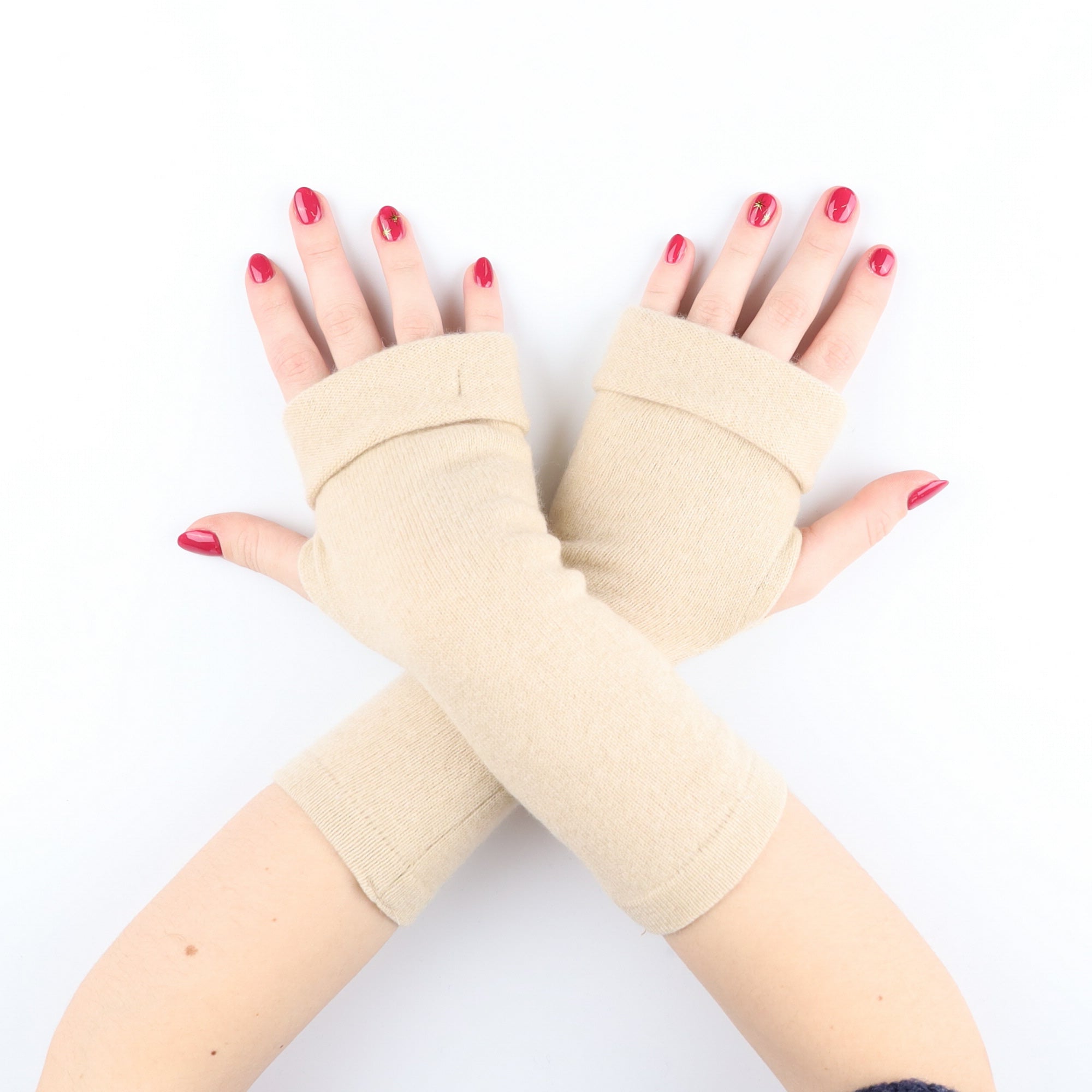 Pale Sand Fingerless Gloves