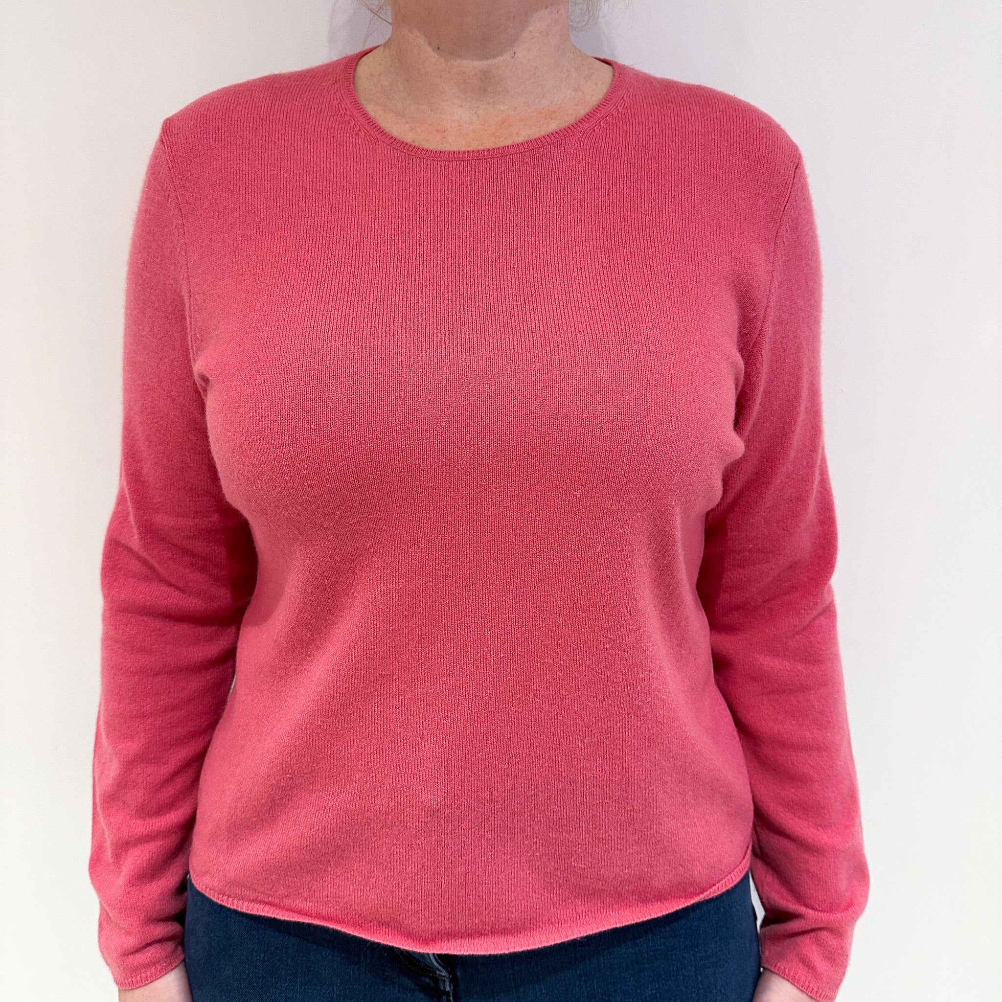 Watermelon Pink Cashmere Crew Neck Jumper Large