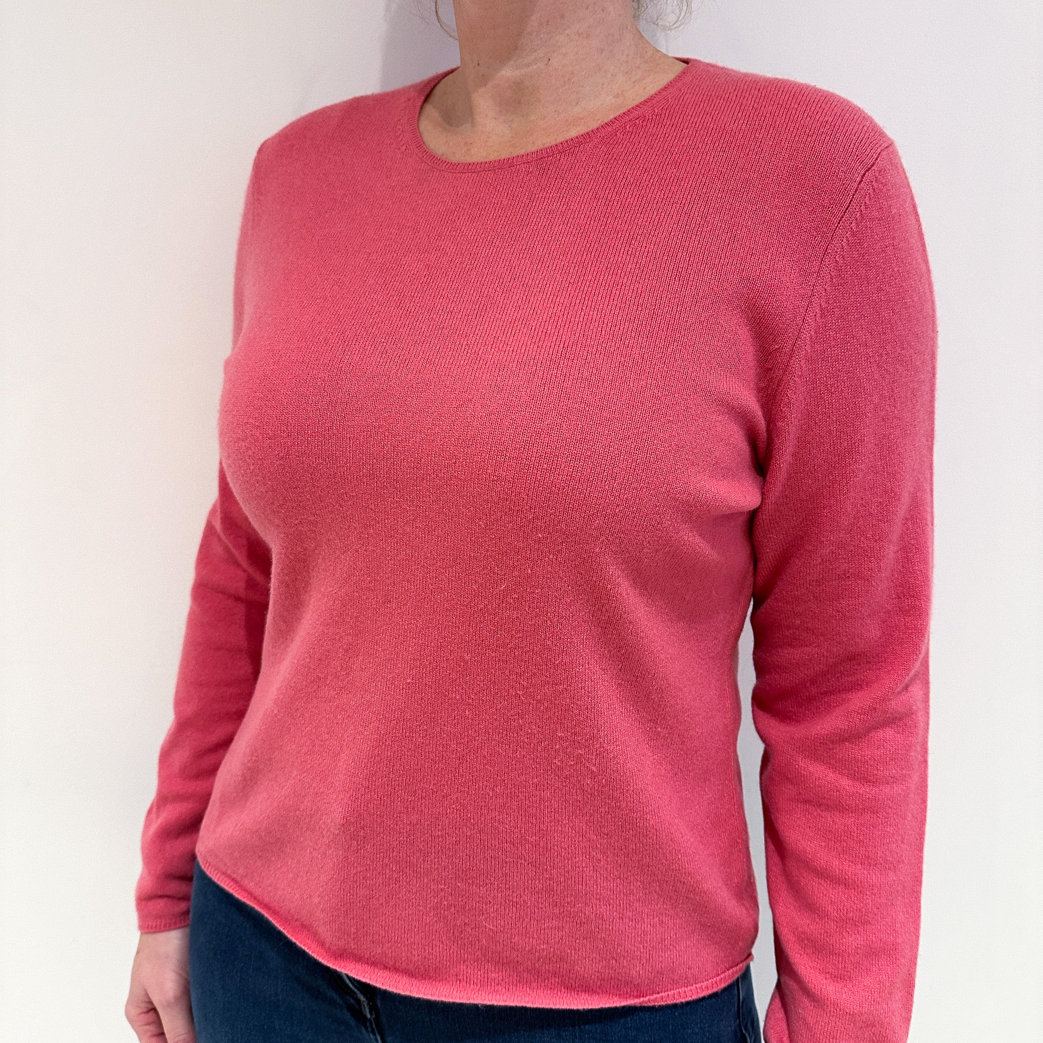 Watermelon Pink Cashmere Crew Neck Jumper Large