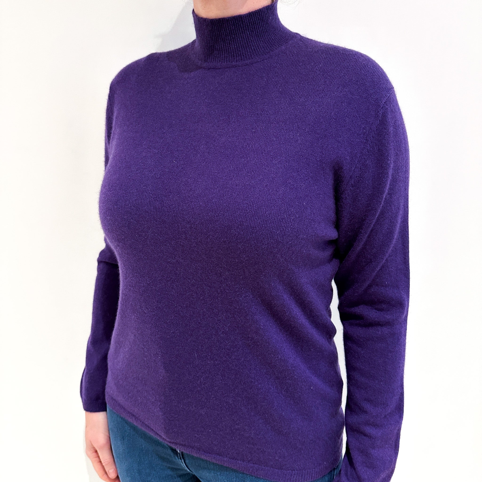 Pansy Purple Cashmere Turtle Neck Jumper Large