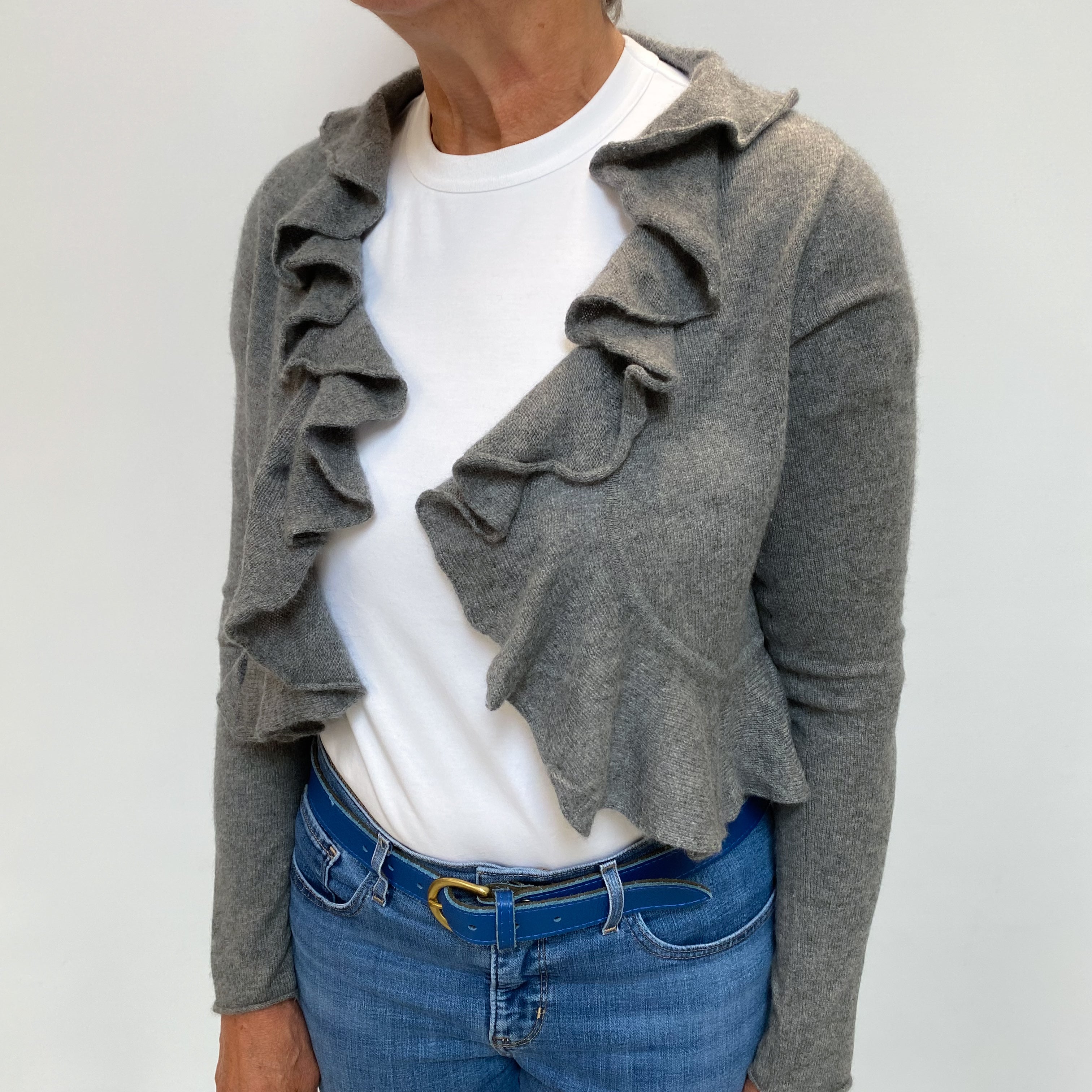 Ash Grey Cashmere V Neck Cardigan Medium