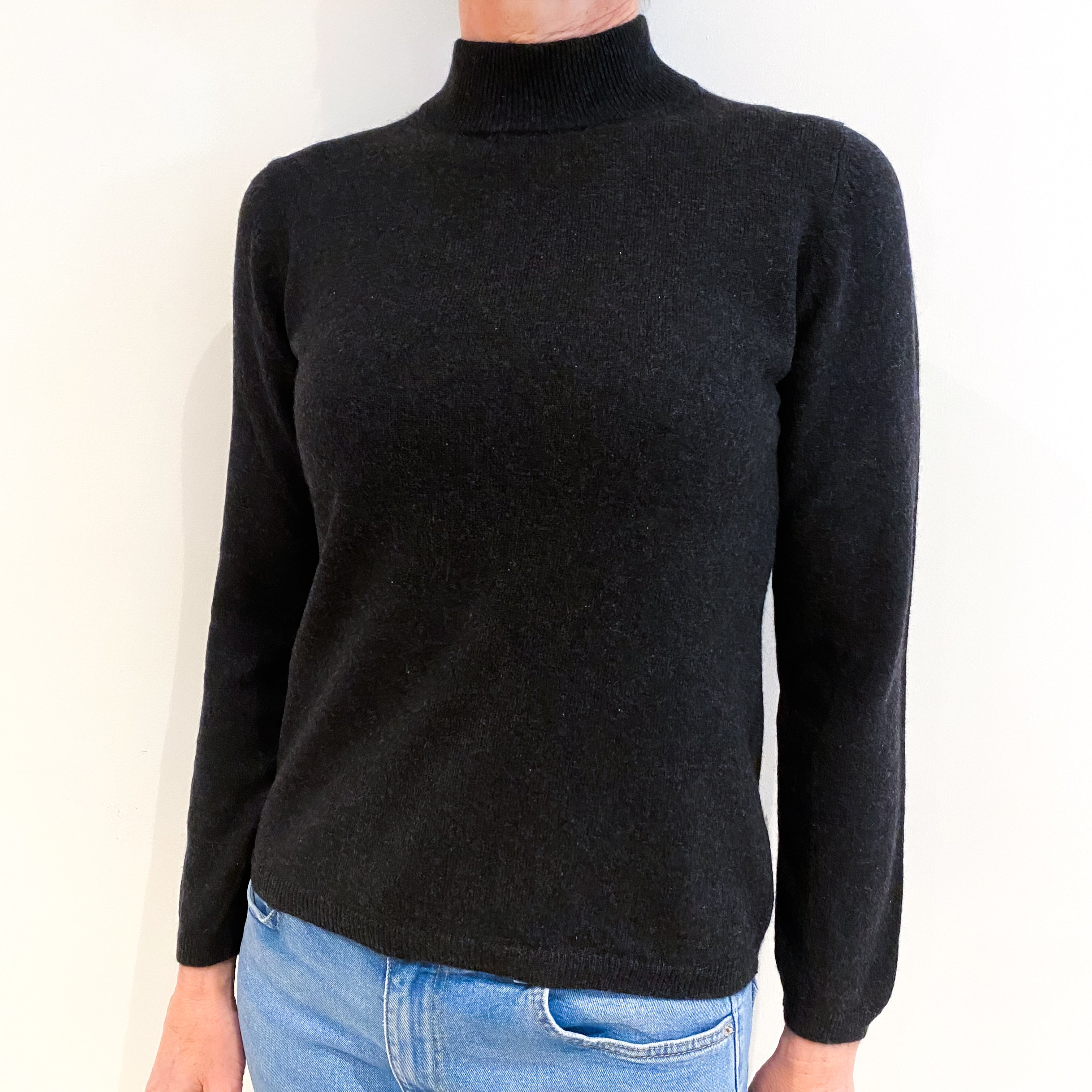 Charcoal Grey Cashmere Turtle Neck Jumper Small