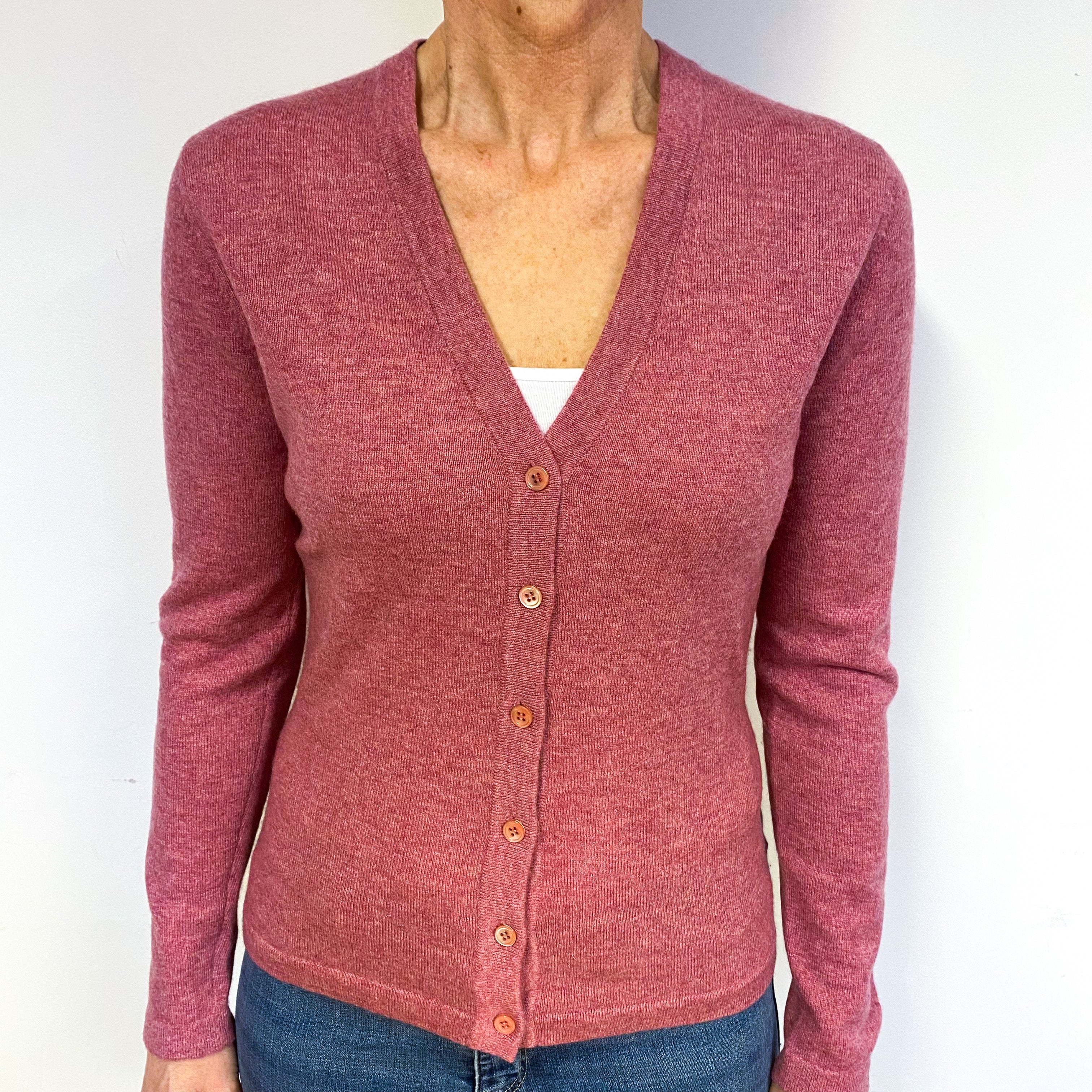 Dusky Rose Pink Cashmere Cardigan Medium