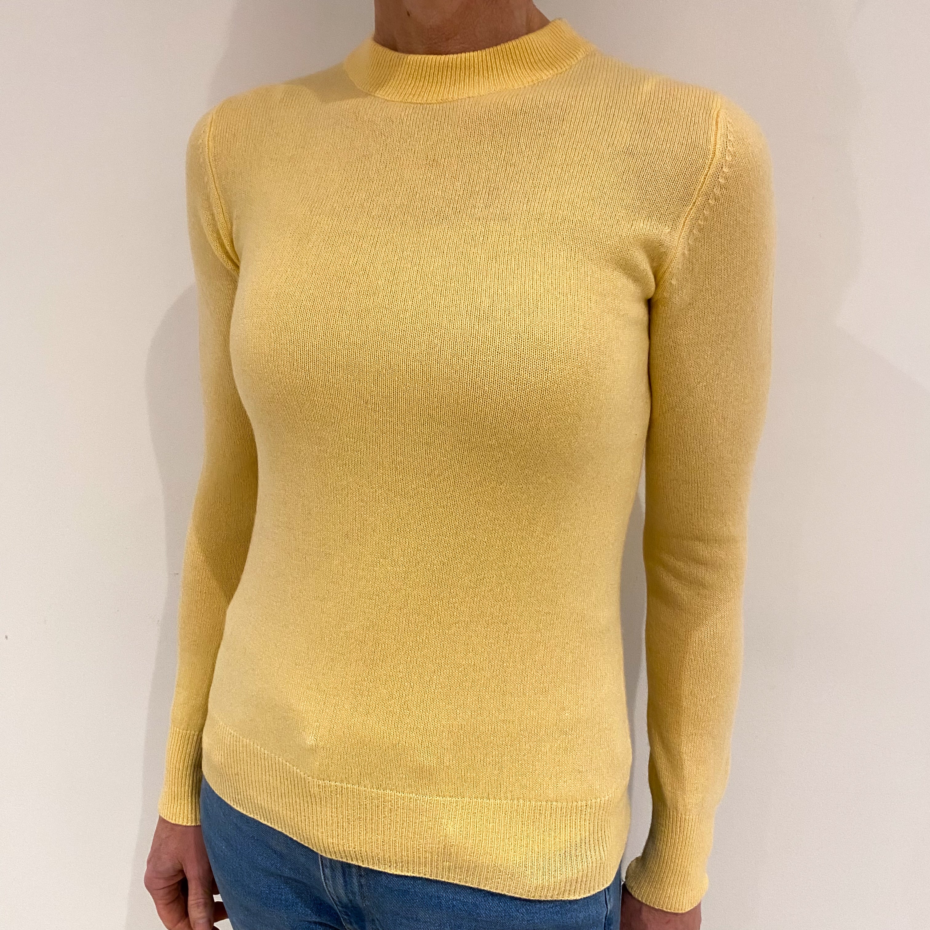 Pineapple Yellow Cashmere Crew Neck Jumper Small