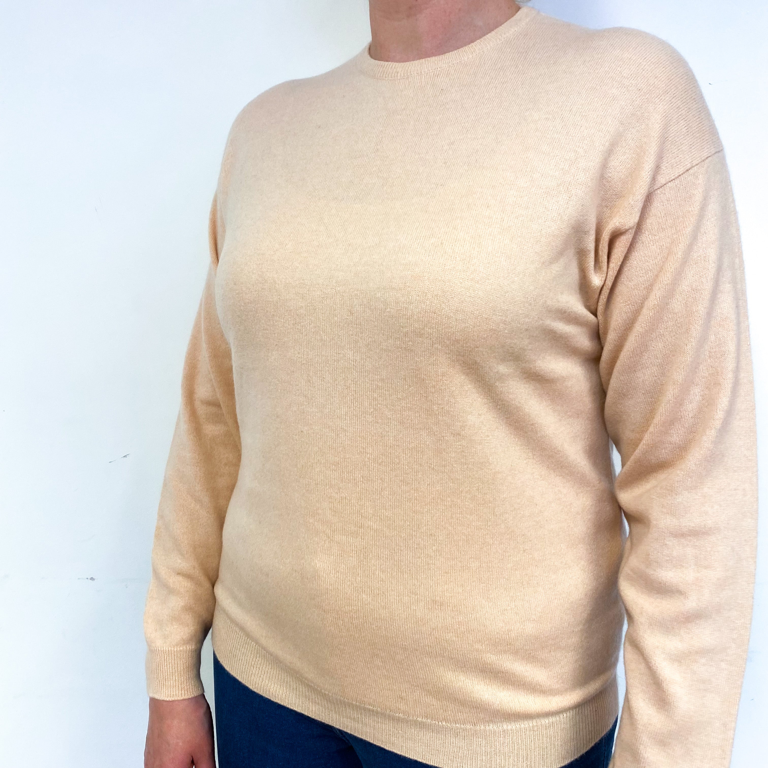 Scottish Peach Pink Cashmere Crew Neck Jumper Large