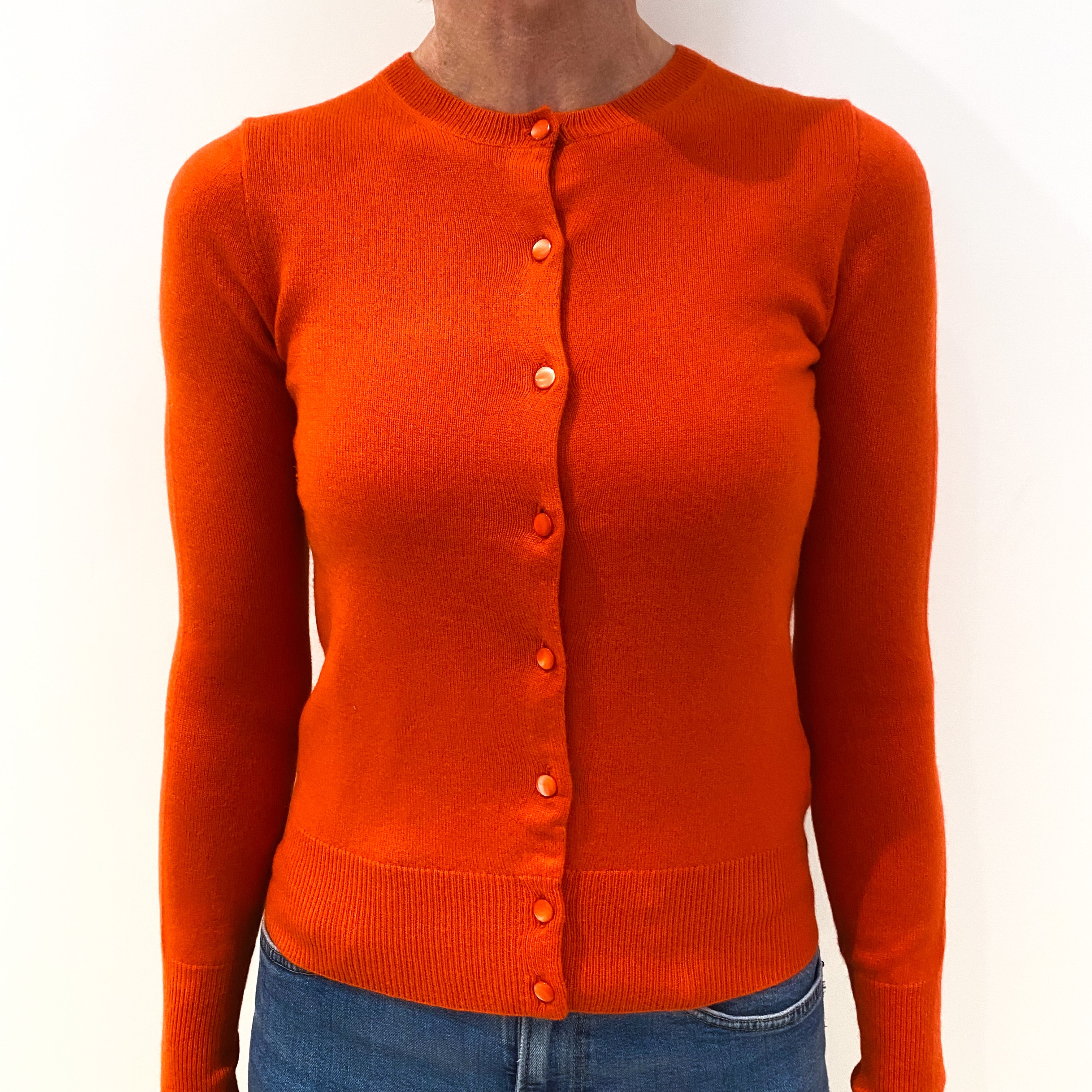 Vermilion Orange Cashmere Cardigan Small