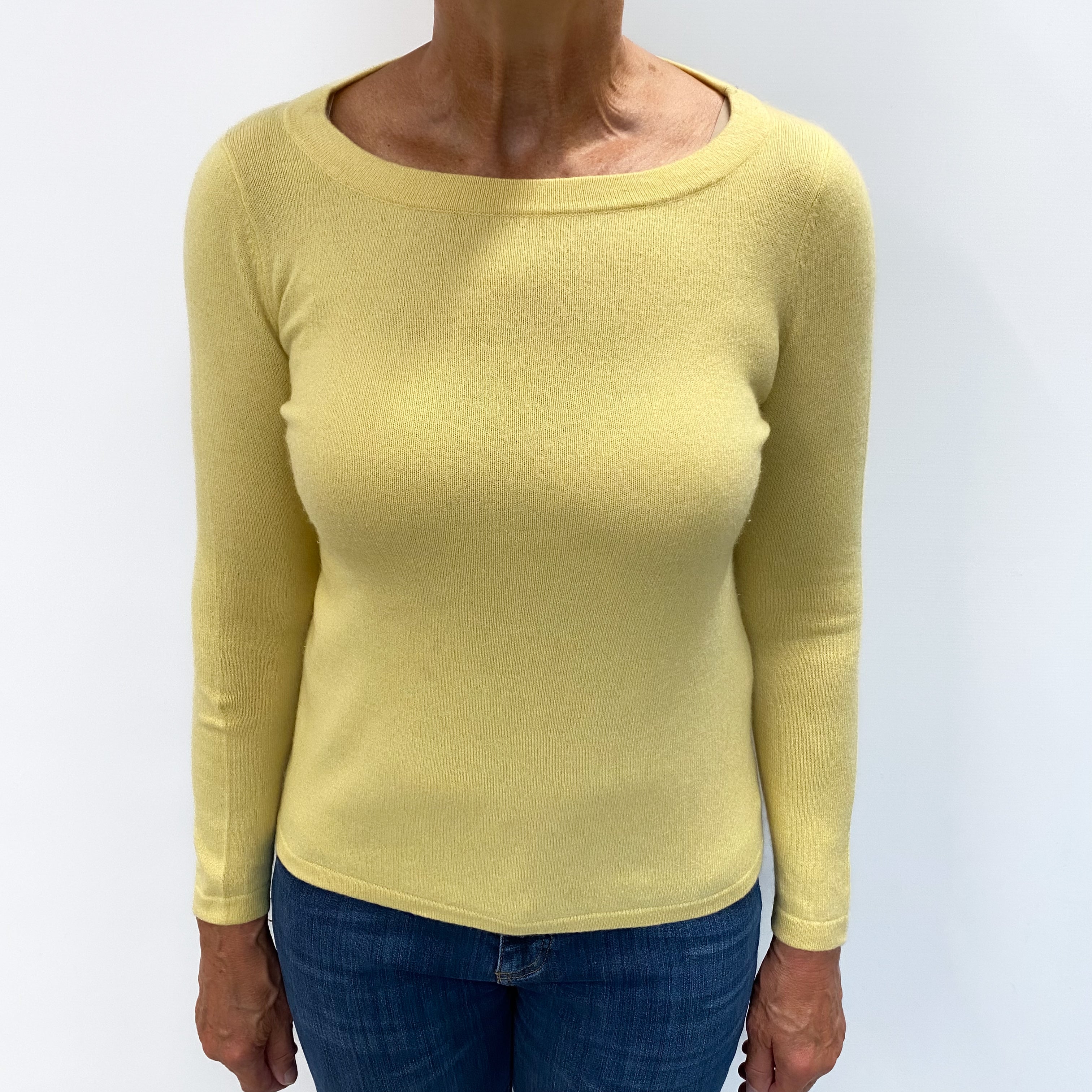 Lemon Yellow Cashmere Crew Neck Jumper Medium