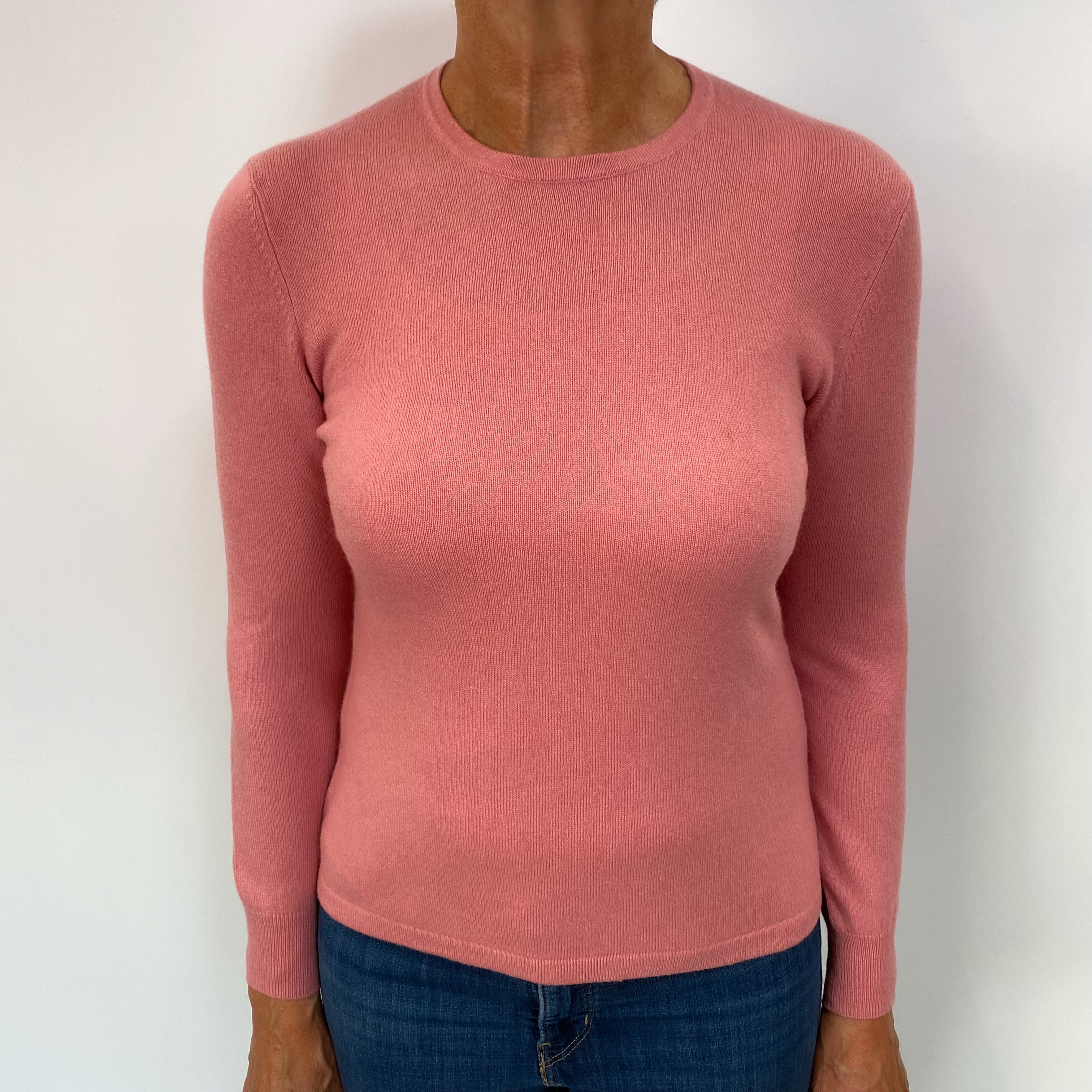 Dusky Rose Pink Cashmere Crew Neck Jumper Medium