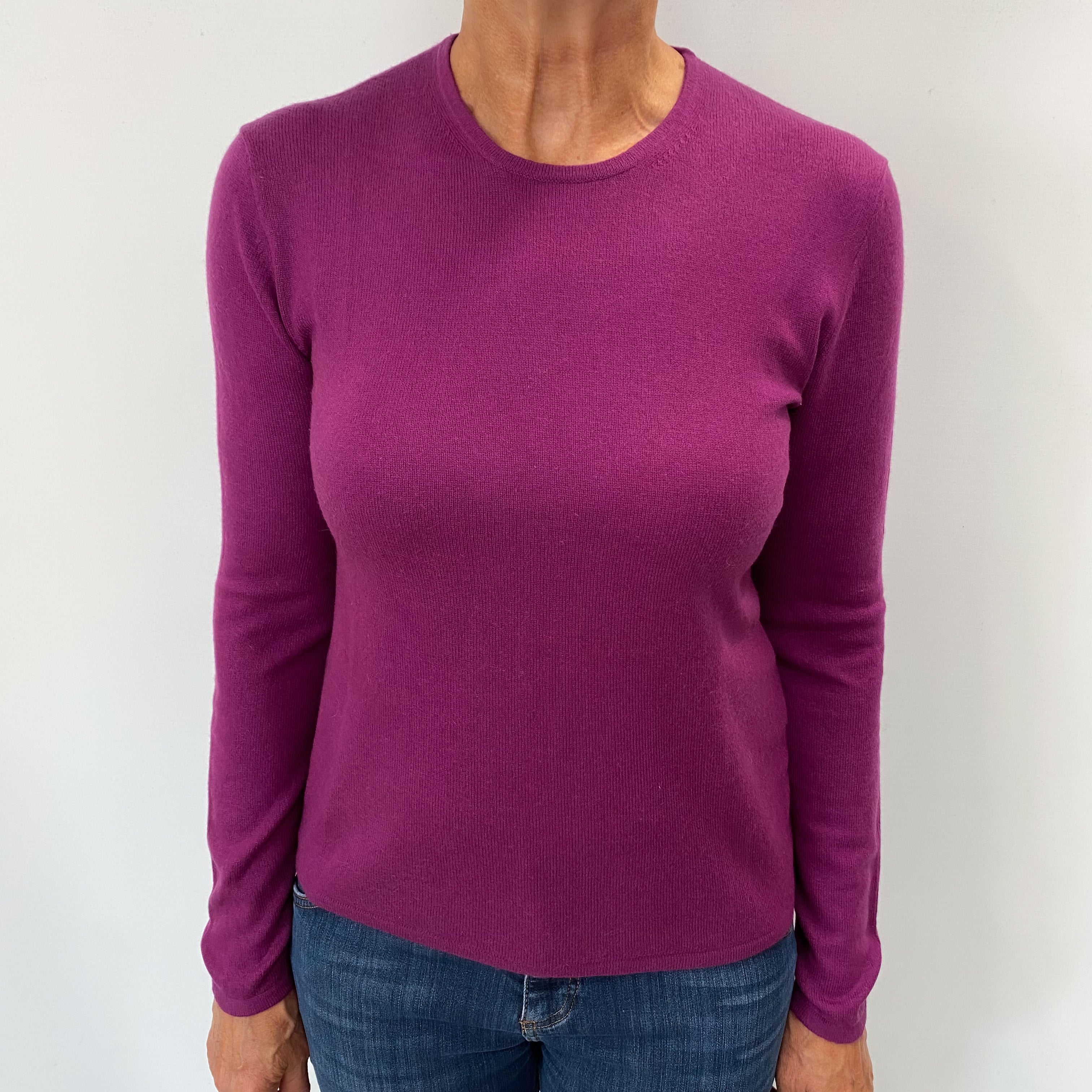 Magenta Purple Cashmere Crew Neck Jumper Medium