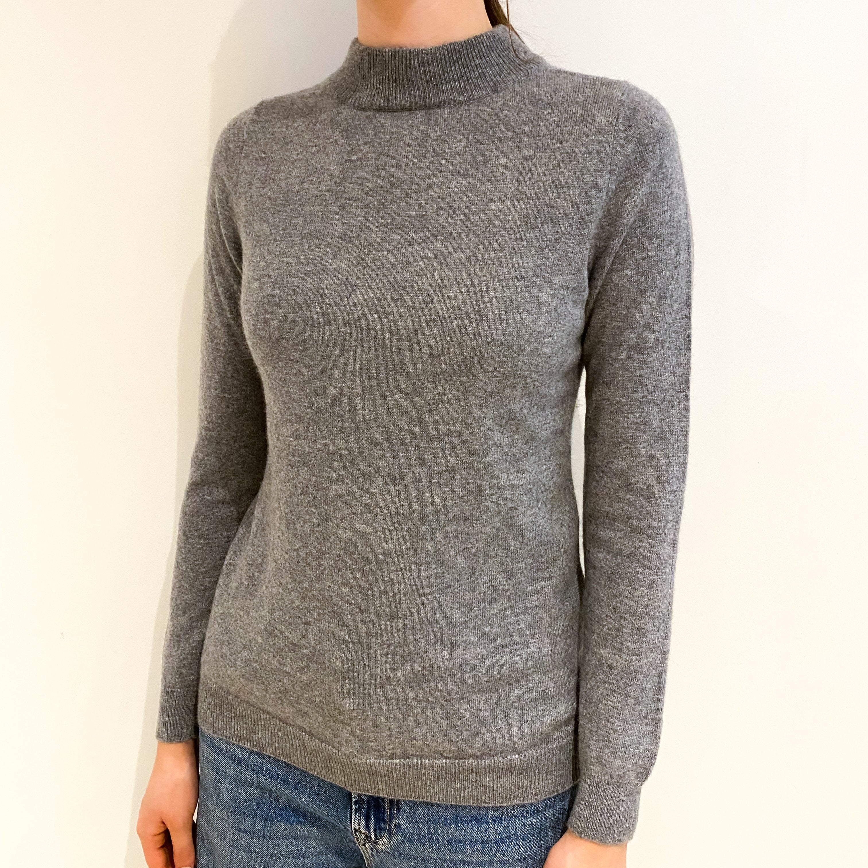 Ash Grey Cashmere Turtle Neck Jumper Extra Small