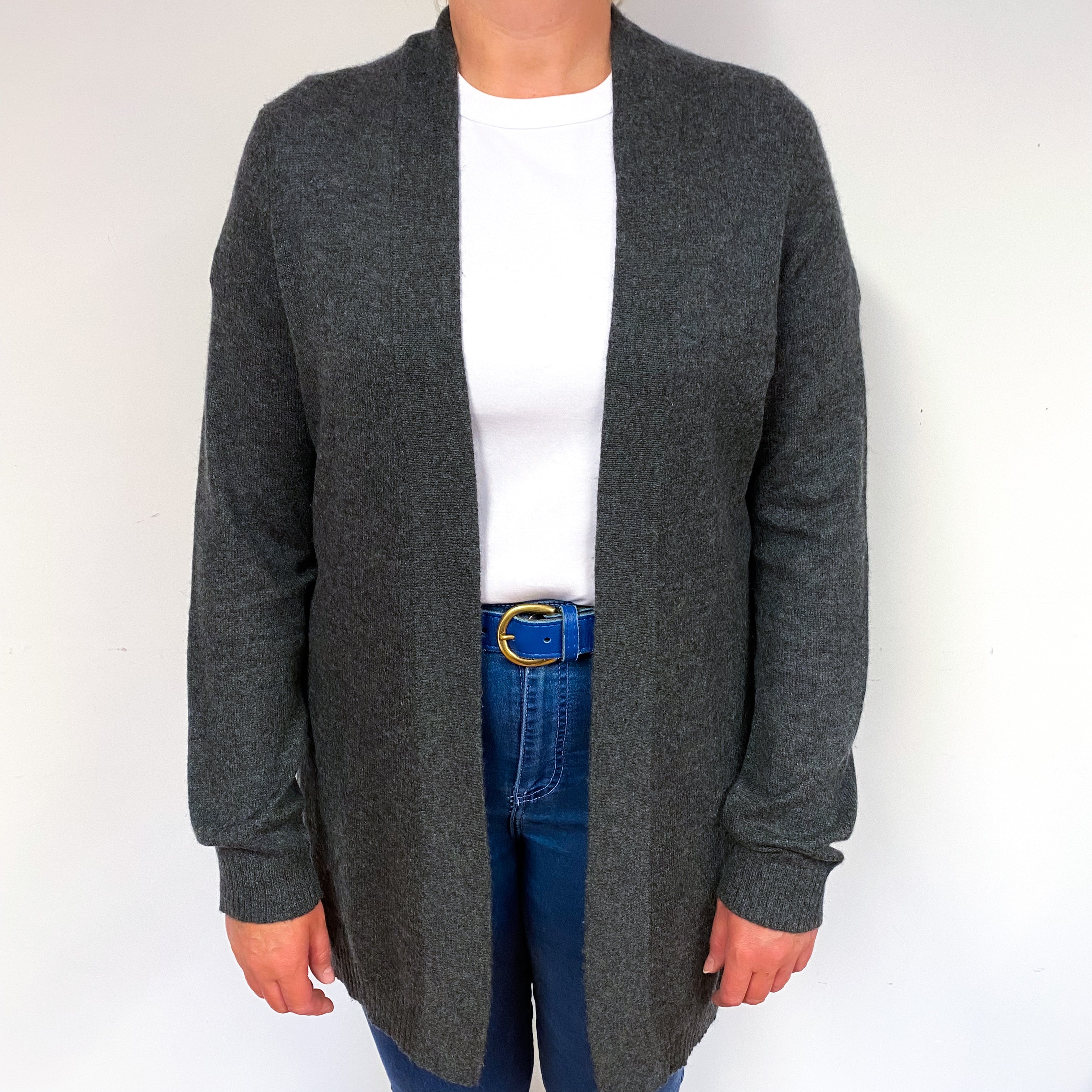 Slate Grey Cashmere Edge to Edge Cardigan Large