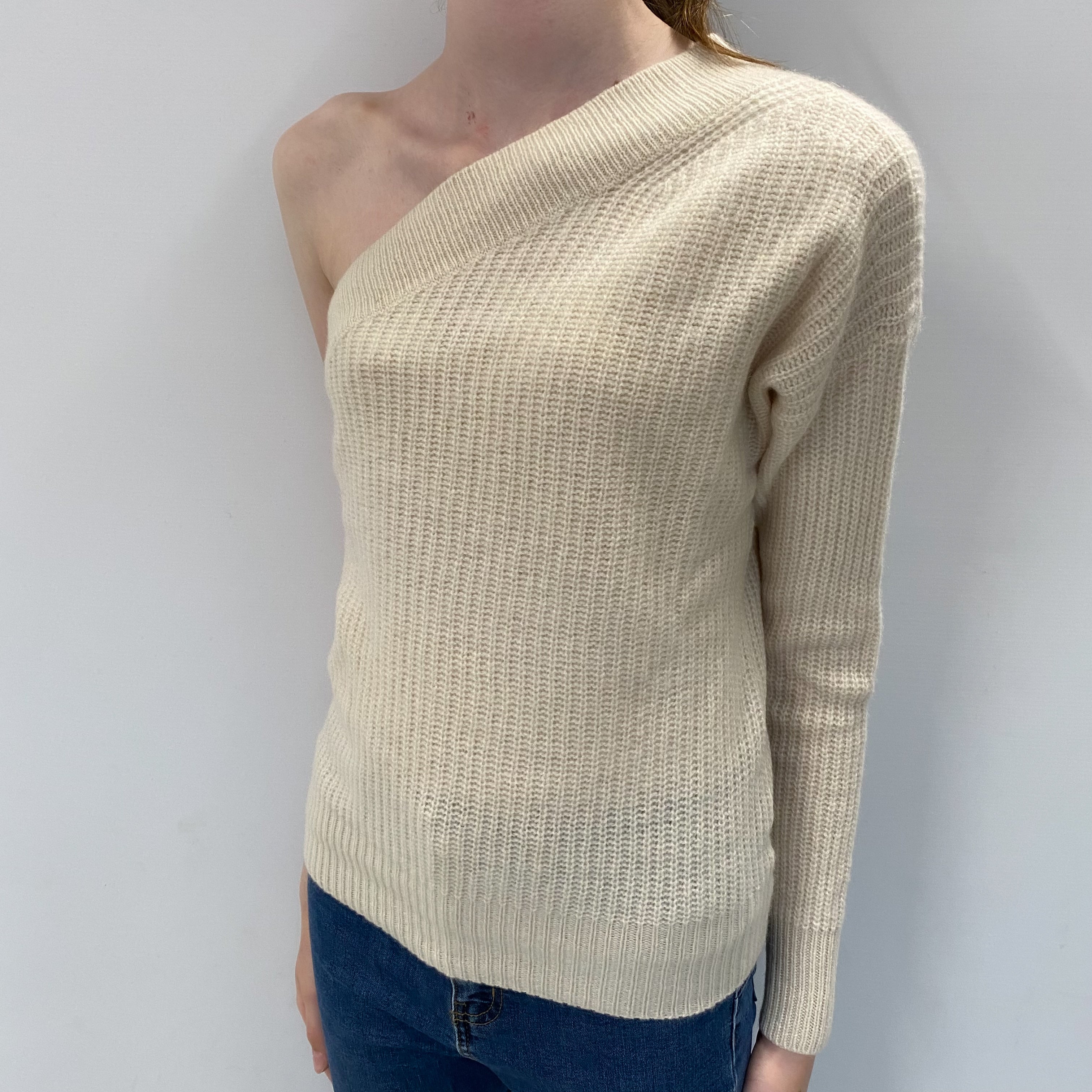 Cream Cashmere Off Shoulder Jumper Extra Small