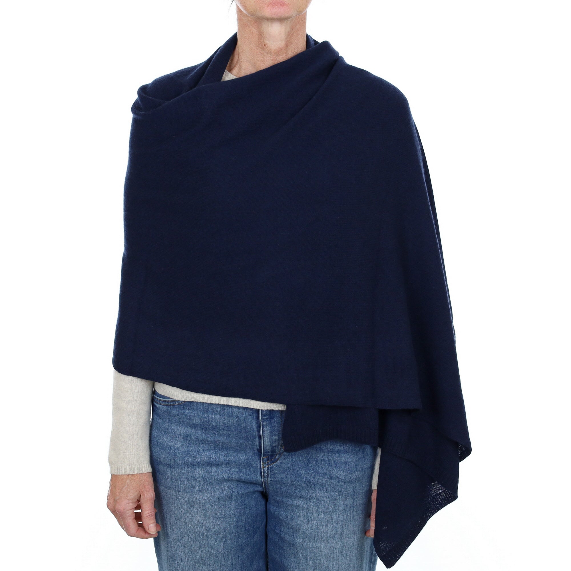 Brand New Dark Navy Recycled Cashmere Wrap