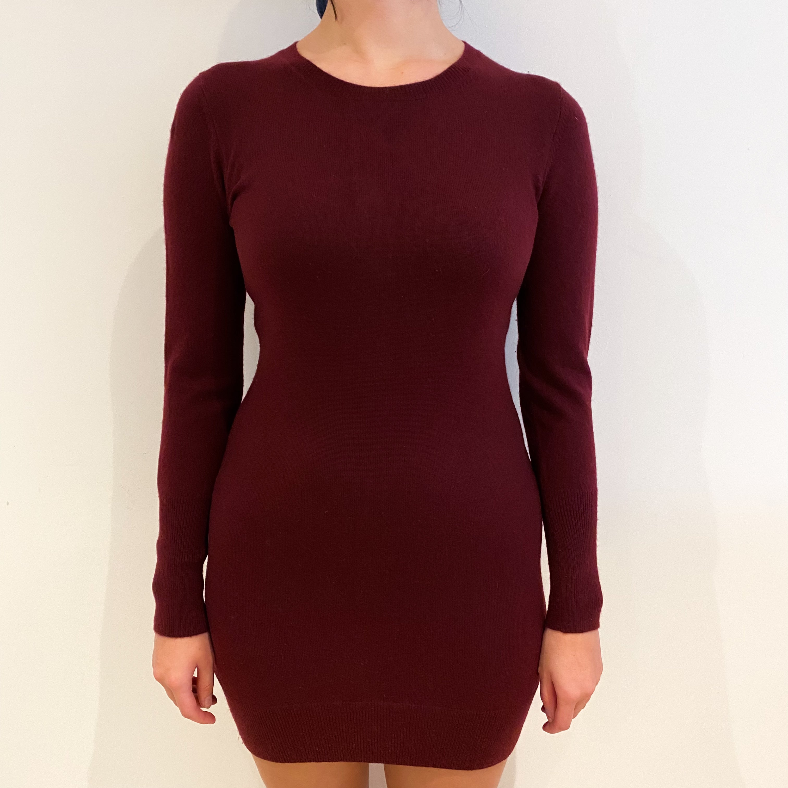 Wine Red Cashmere Crew Neck Tunic Small