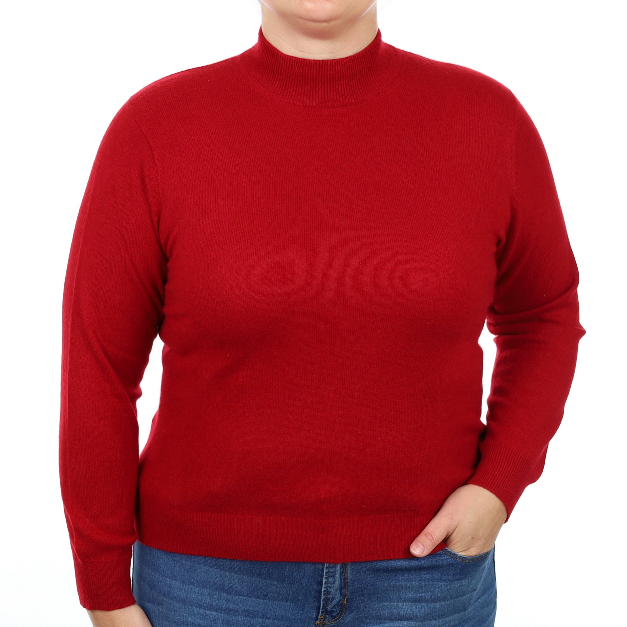 Ruby Red Cashmere Turtle Neck Jumper Large