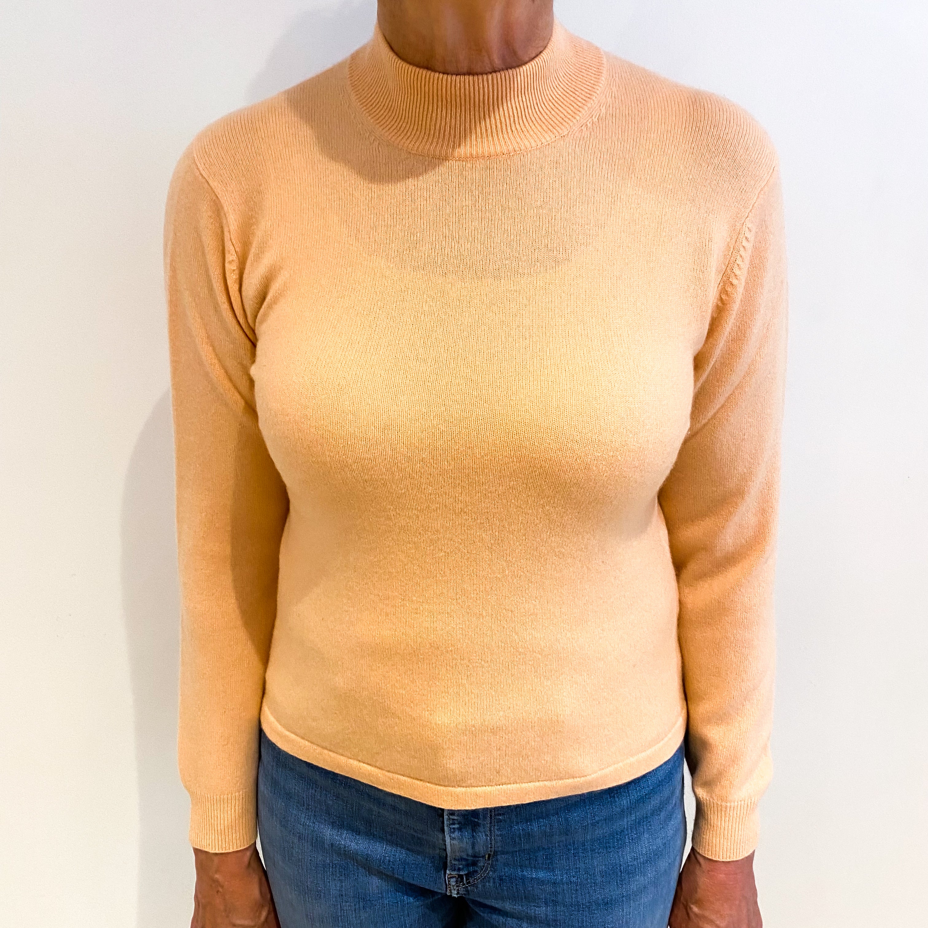 Peach Pink Cashmere Turtle Neck Jumper Medium