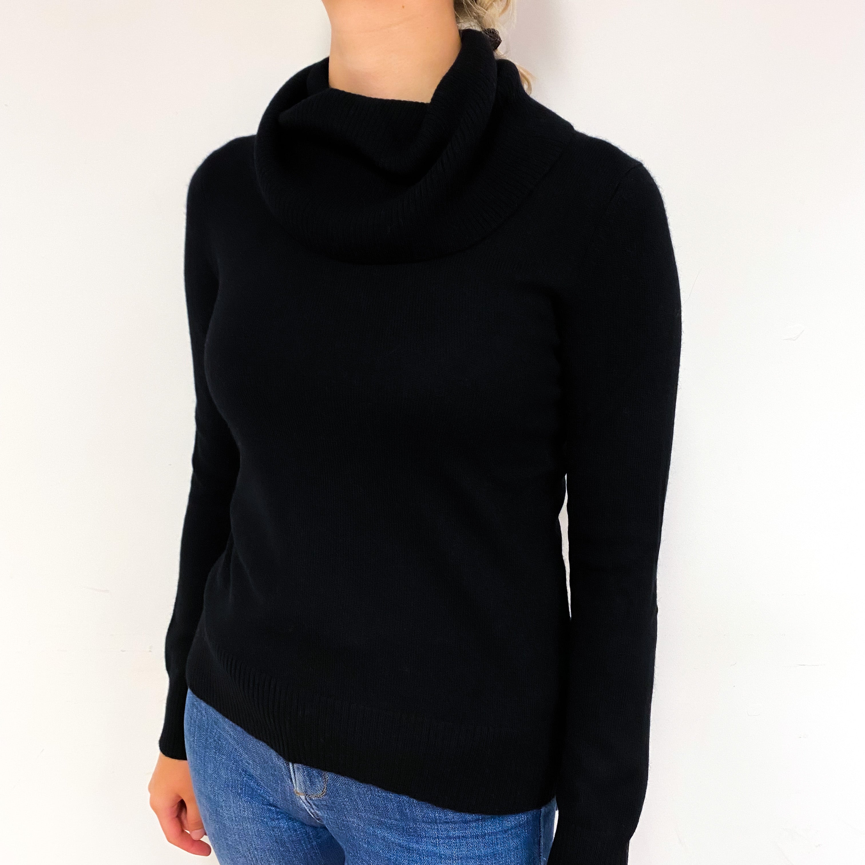 Black Cashmere Cowl Neck Jumper Small