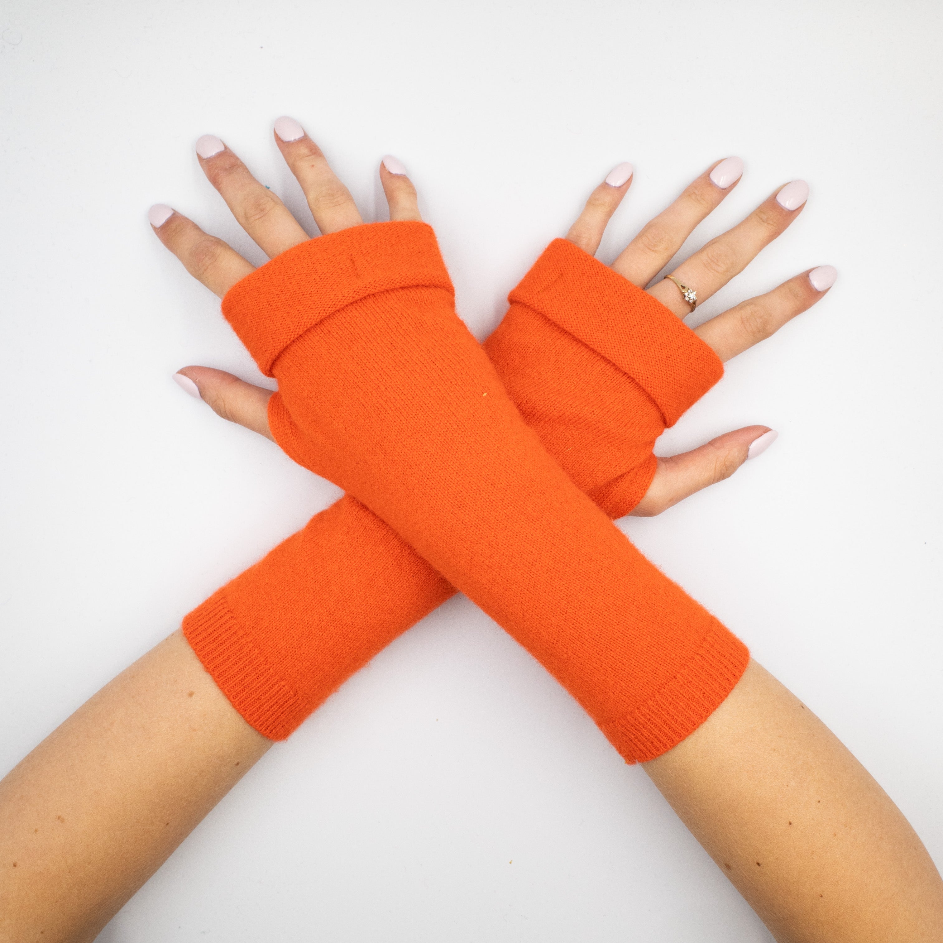 Fiery Orange Fingerless Gloves