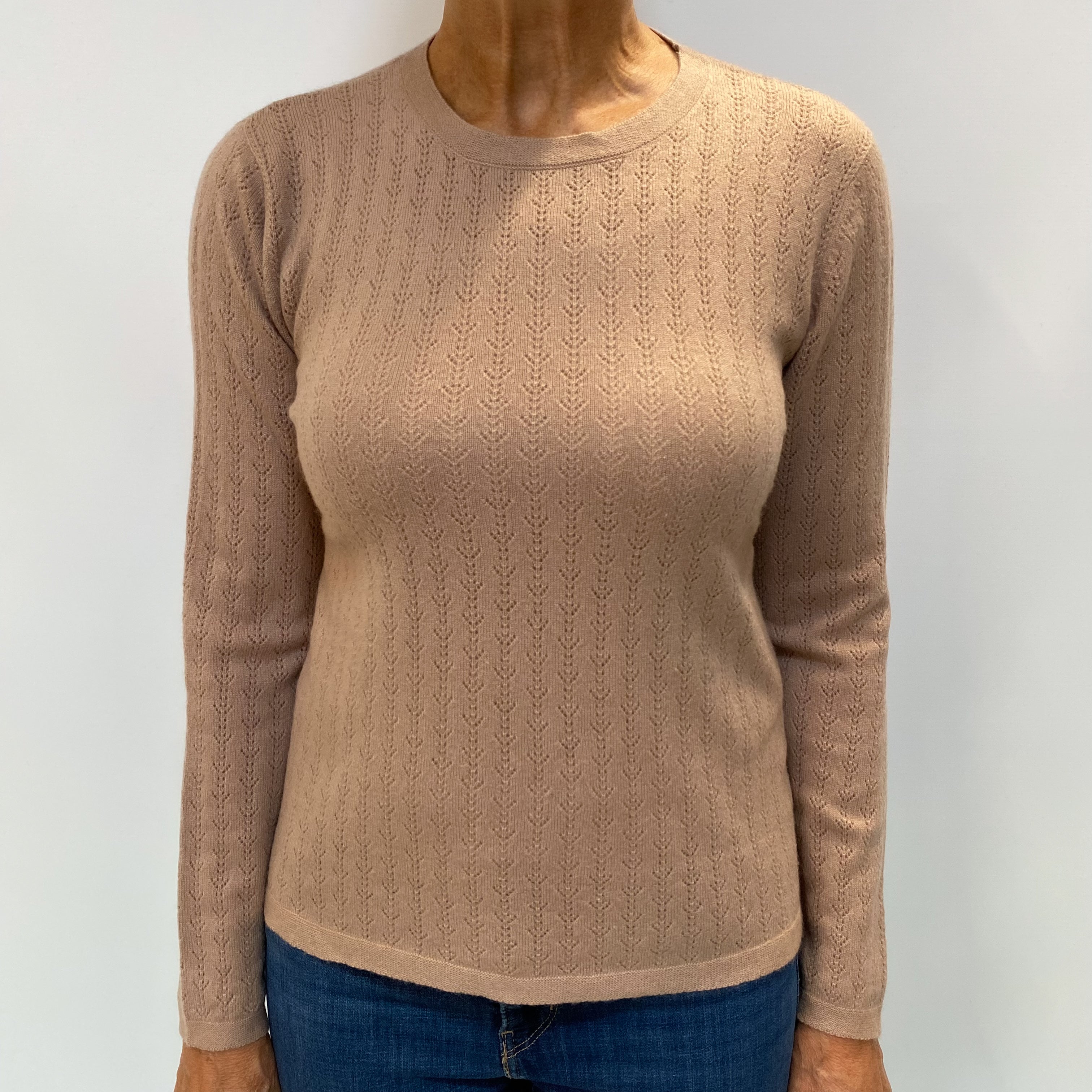 Blush Beige Cashmere Crew Neck Jumper Medium