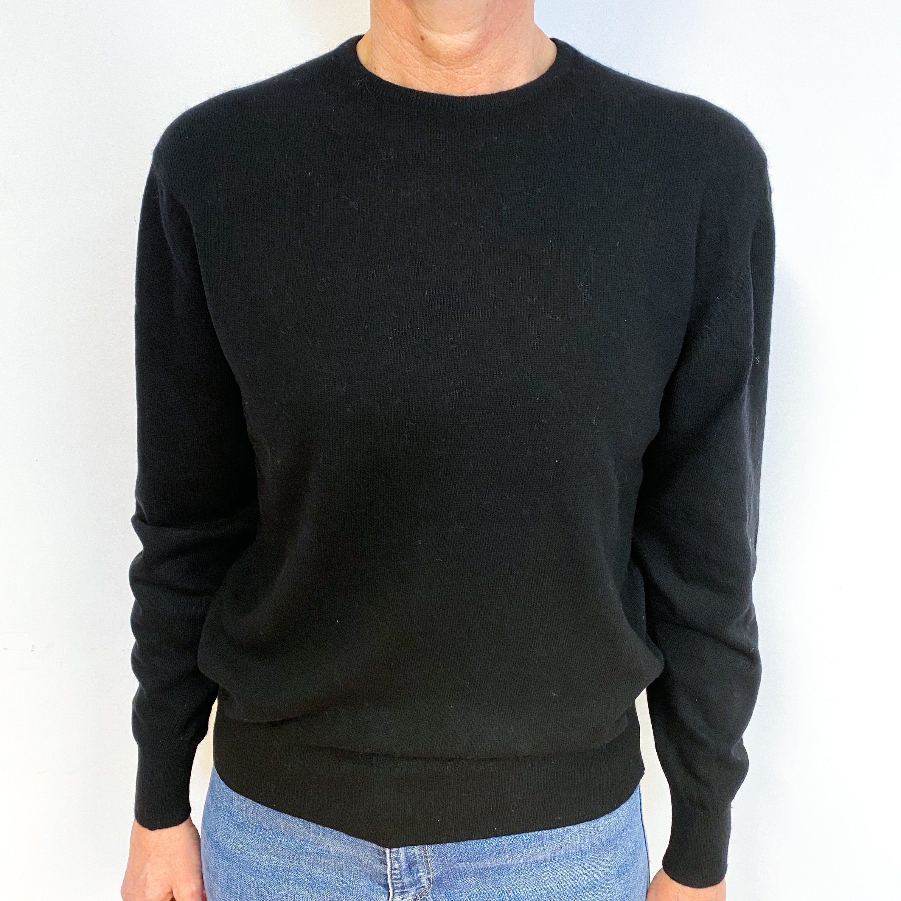 Black Cashmere Crew Neck Jumper Medium