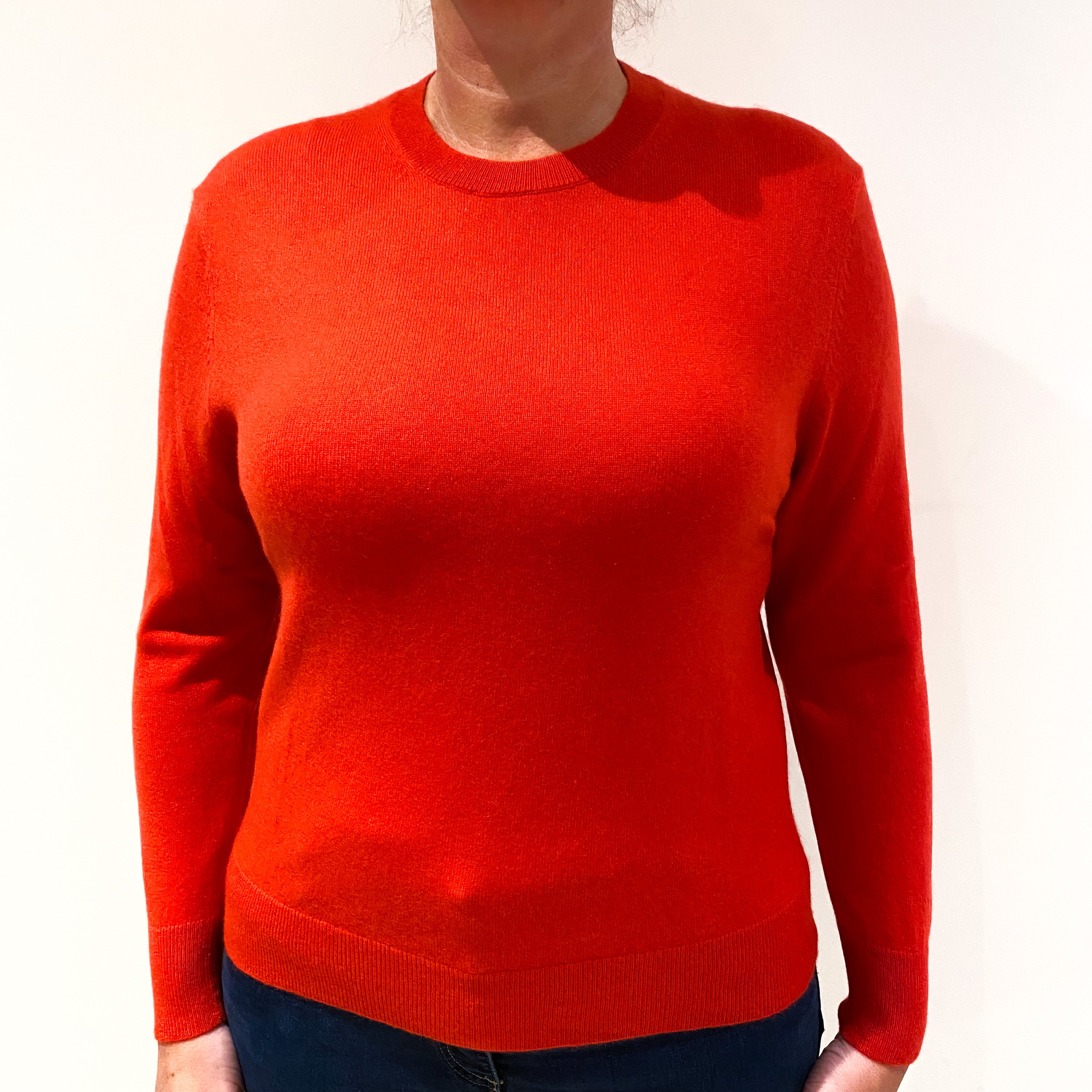 Vermilion Orange Cashmere Crew Neck Jumper Large