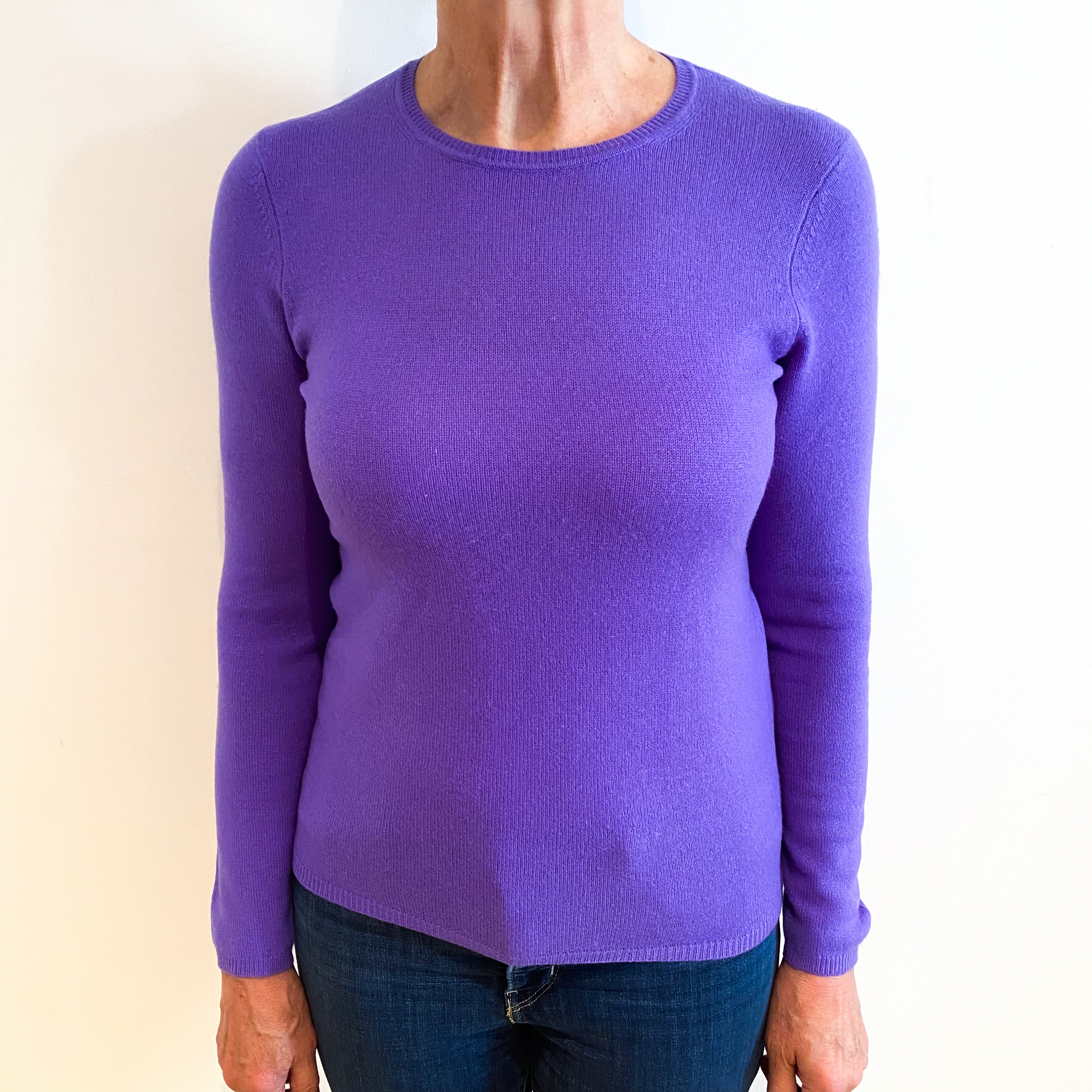 Wisteria Purple Cashmere Crew Neck Jumper Medium