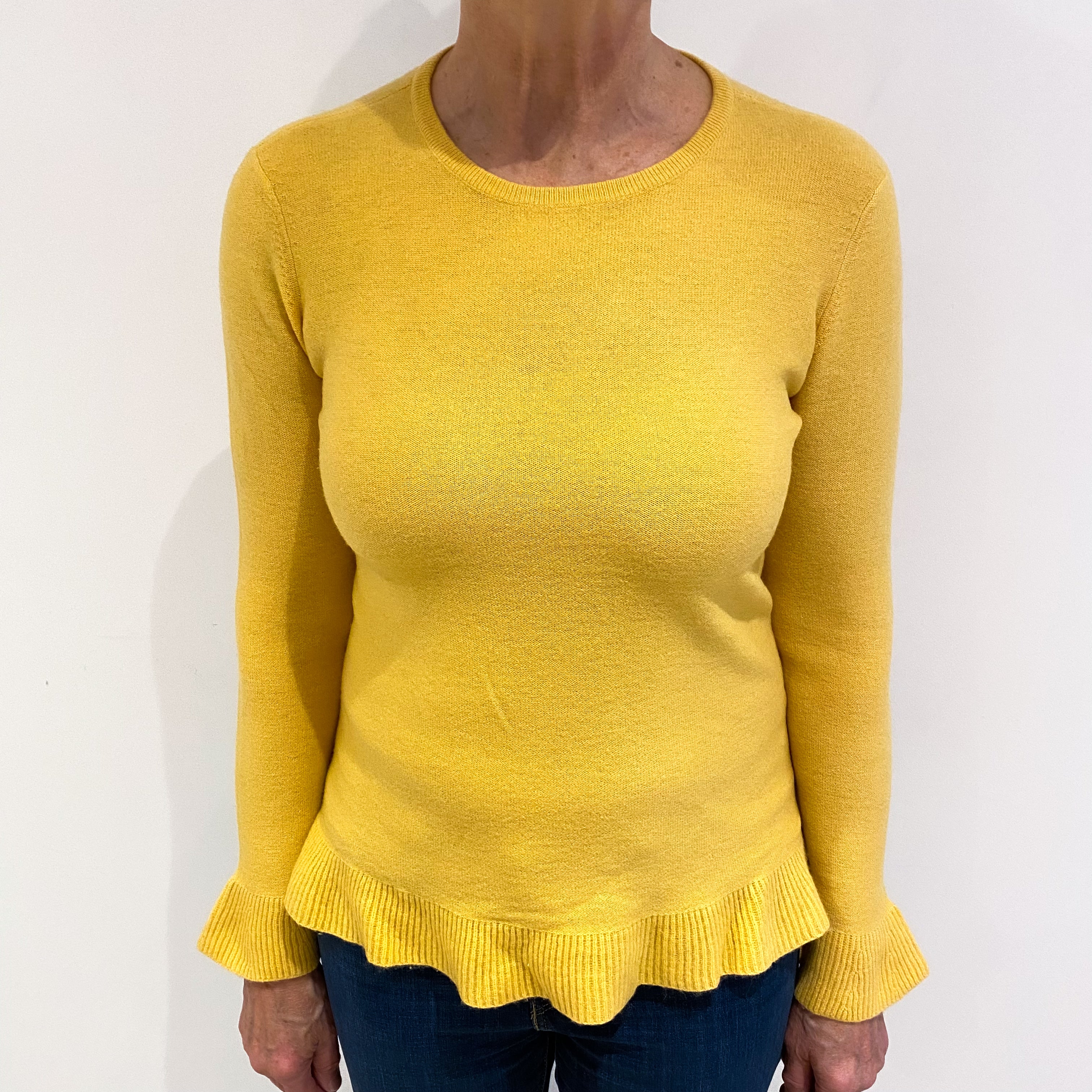 Sunflower Yellow Cashmere Crew Neck Jumper Medium