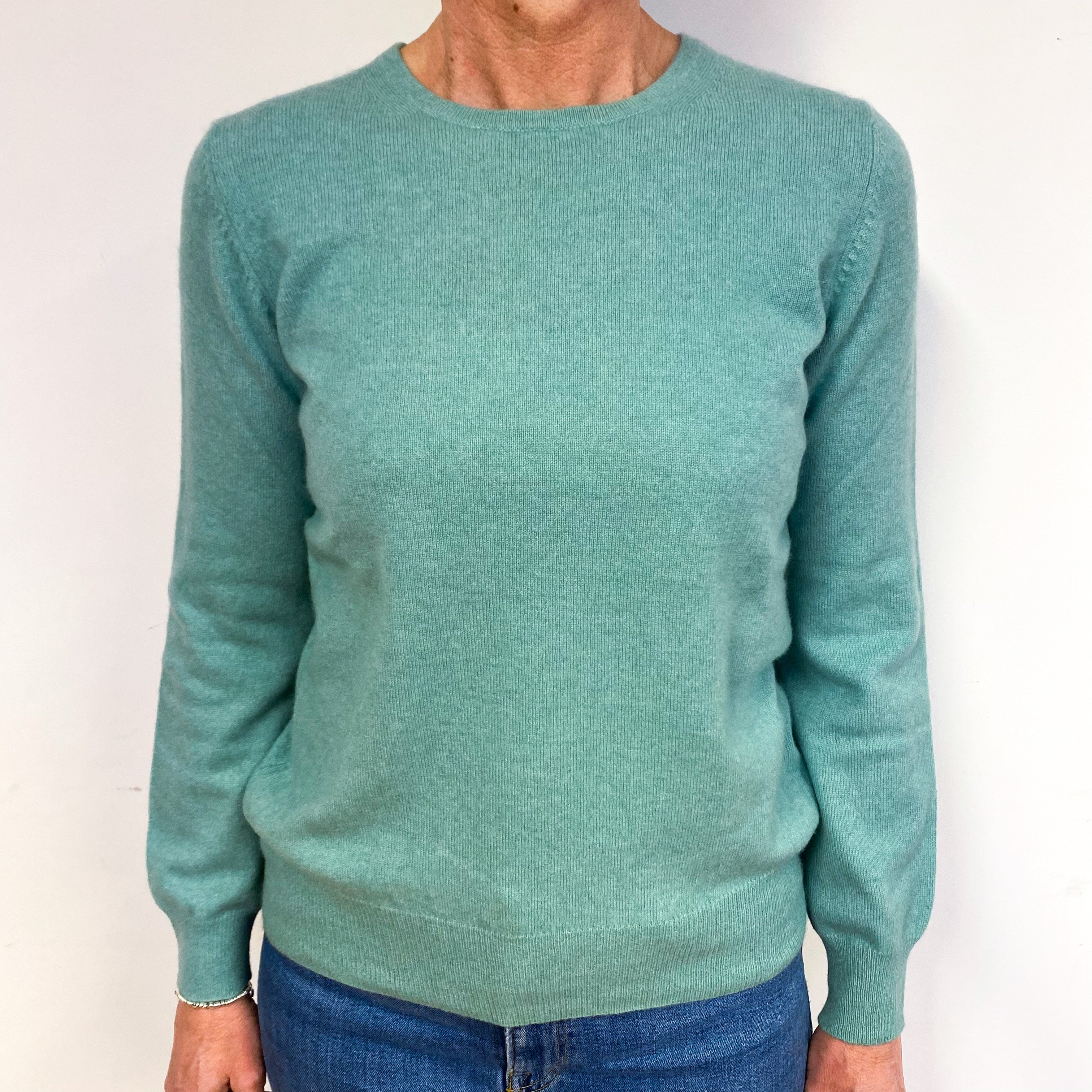 Aqua Green Cashmere Crew Neck Jumper Medium