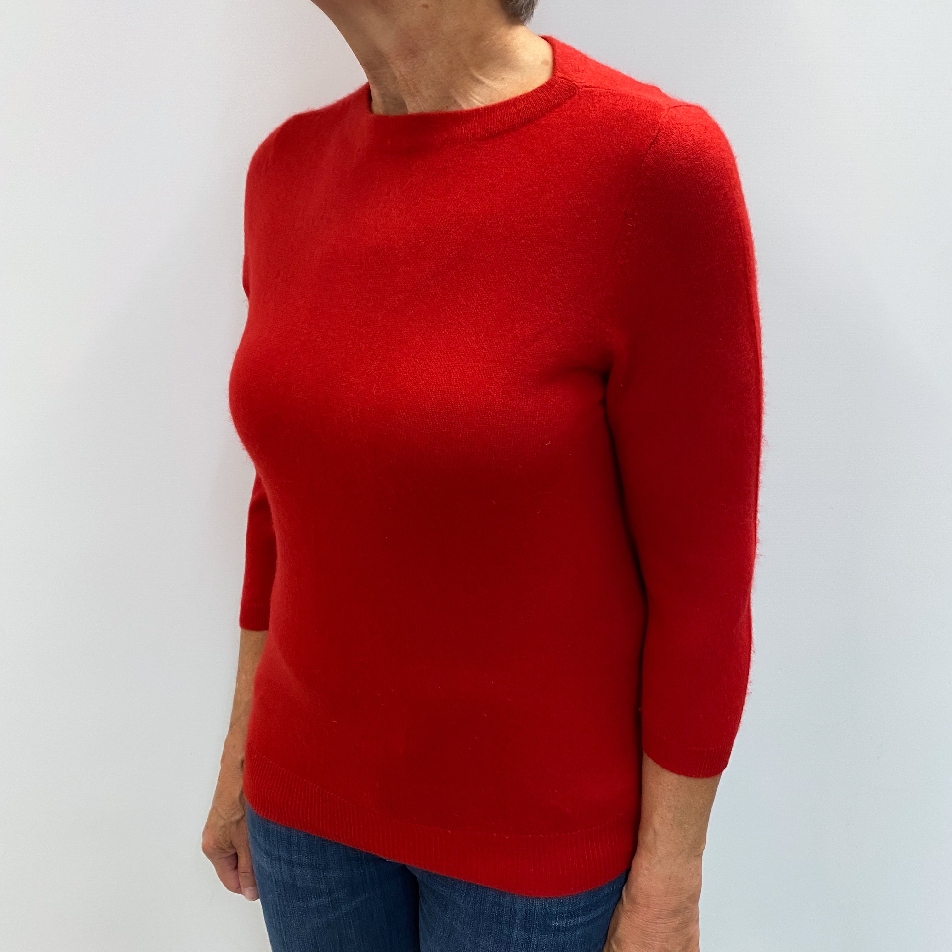 Scarlet Red Cashmere Crew Neck Jumper Medium