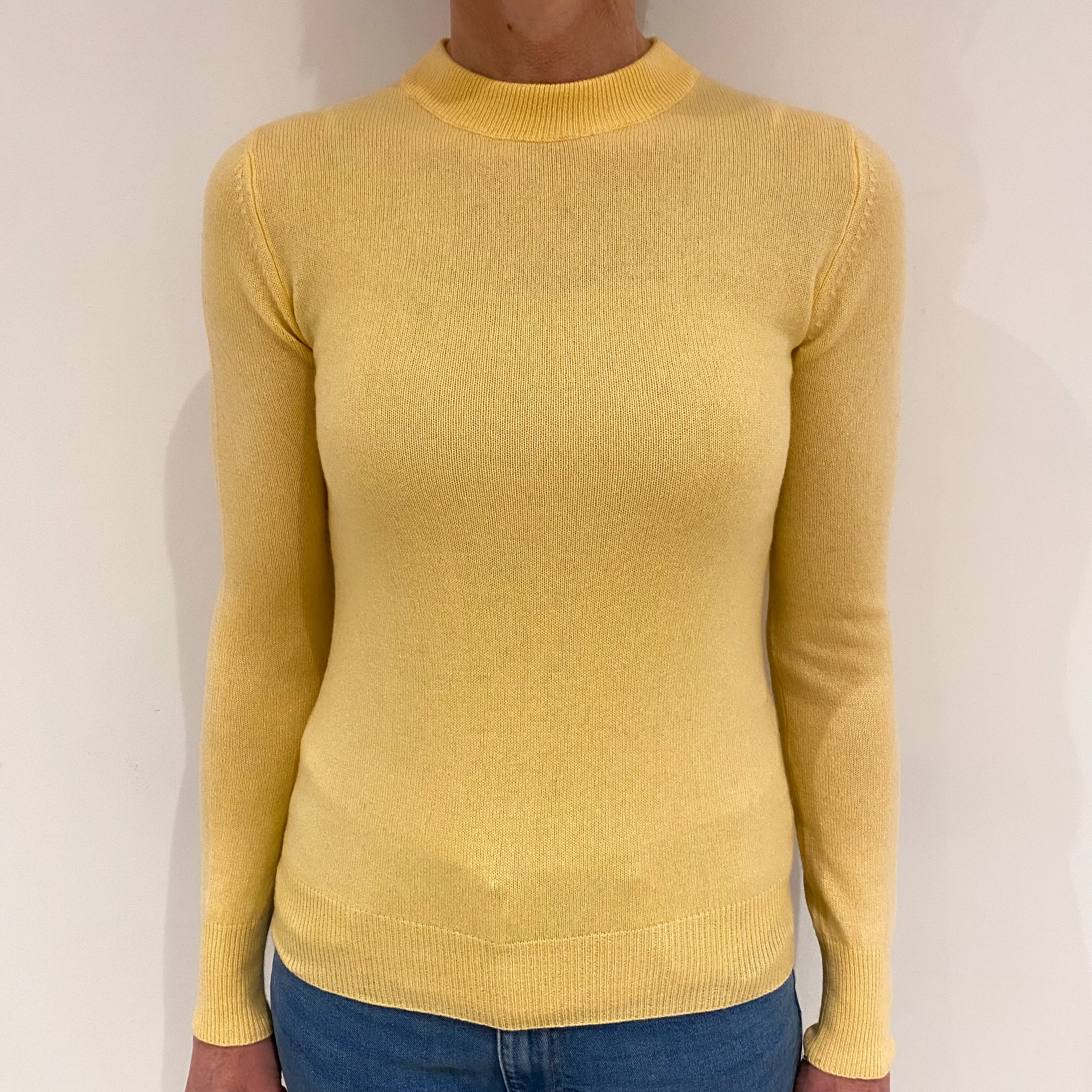 Pineapple Yellow Cashmere Crew Neck Jumper Small