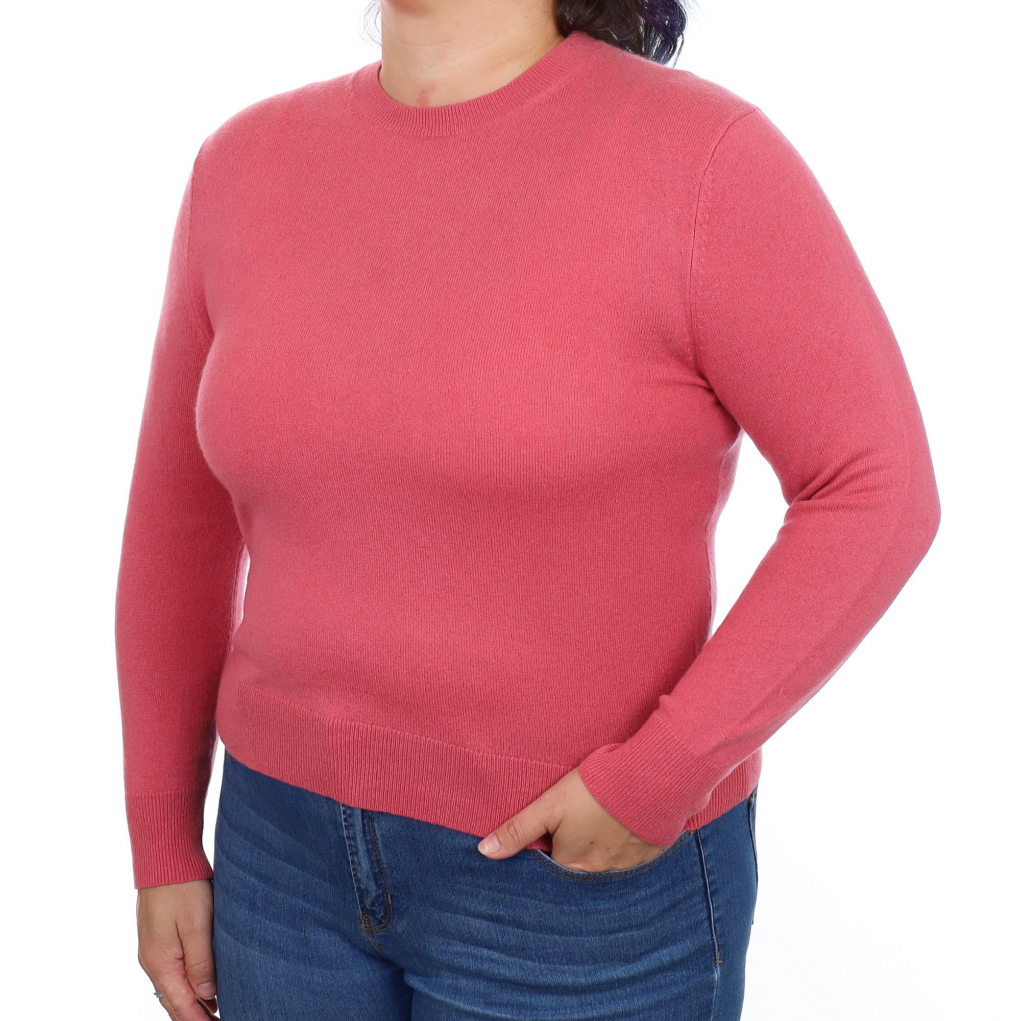 Loganberry Pink Cashmere Crew Neck Jumper Large