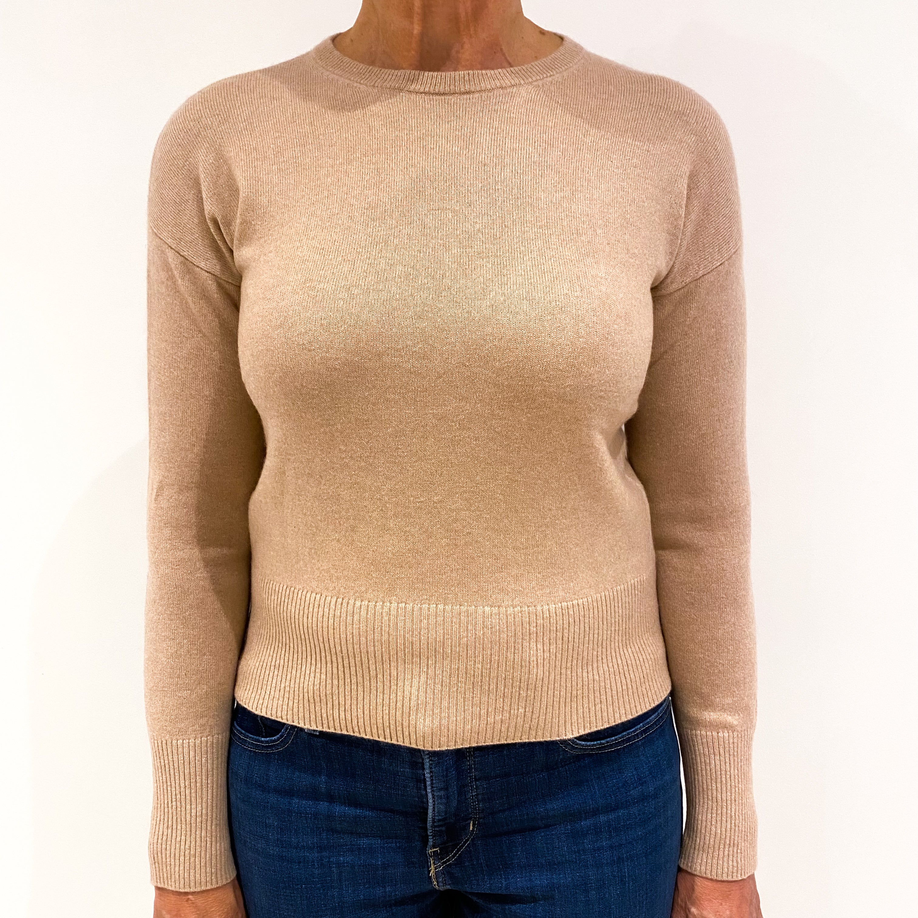 Faded Heather Pink Cashmere Crew Neck Jumper Medium