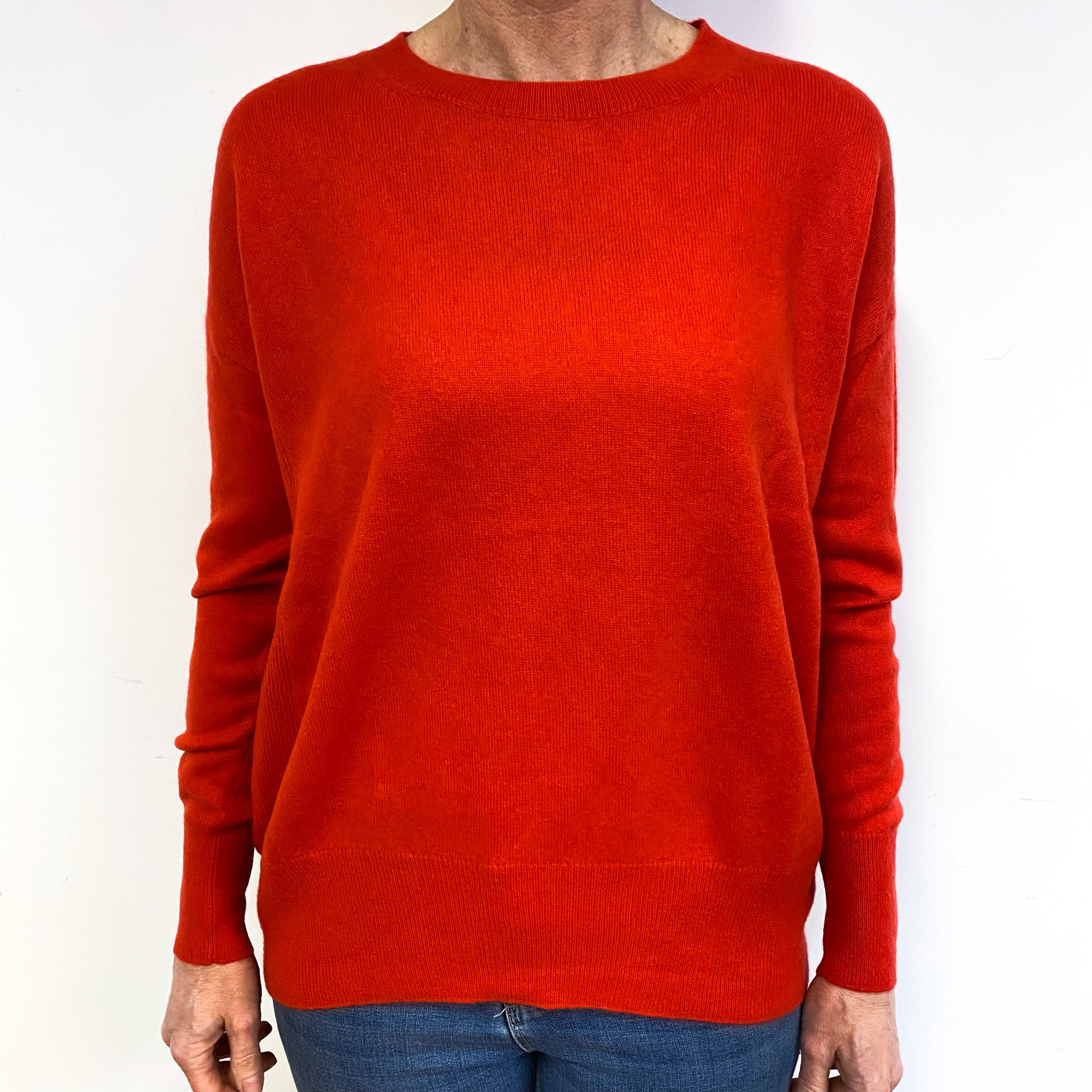 Vermillion Orange Slouchy Cashmere Crew Neck Jumper Medium