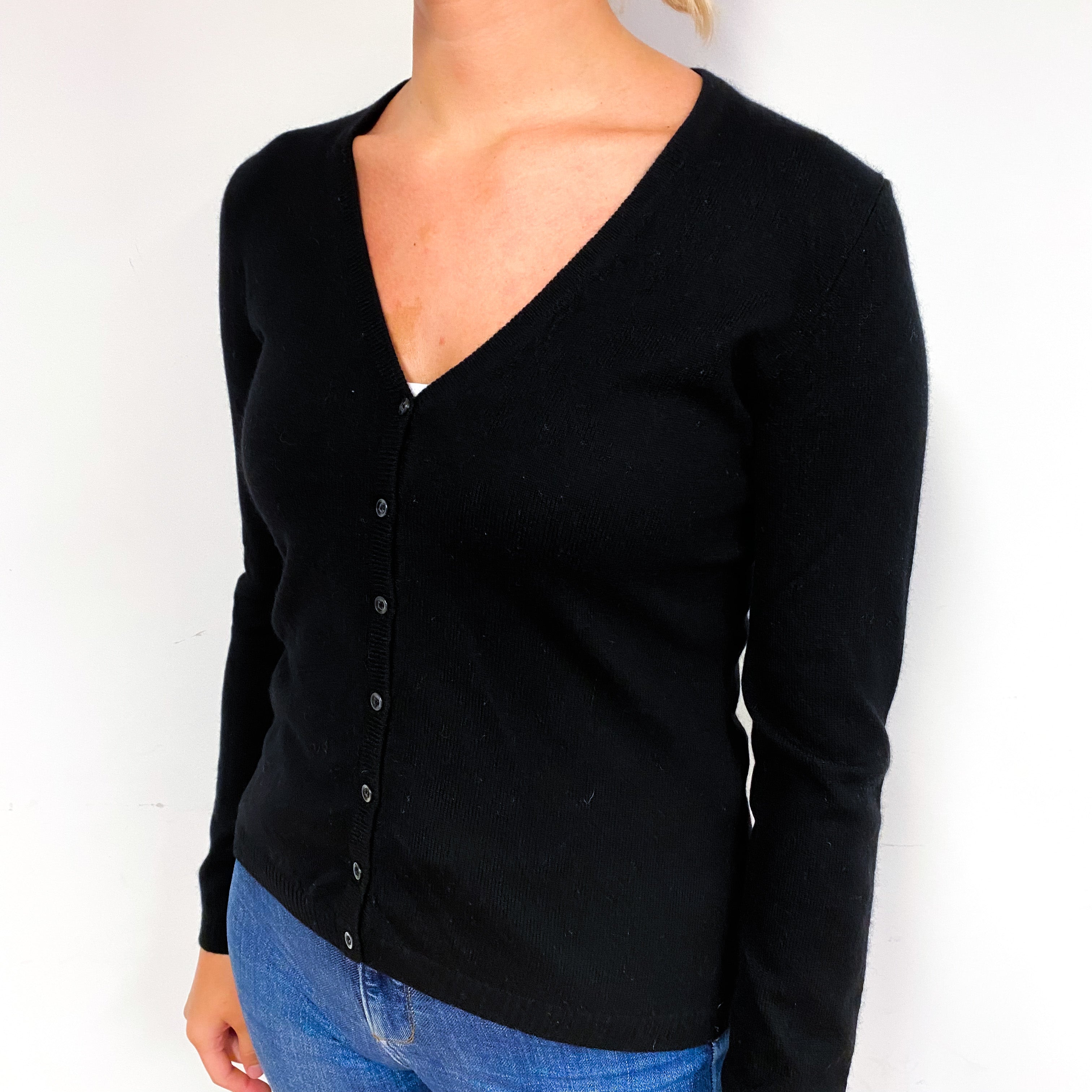 Black Cashmere V-Neck Cardigan Small