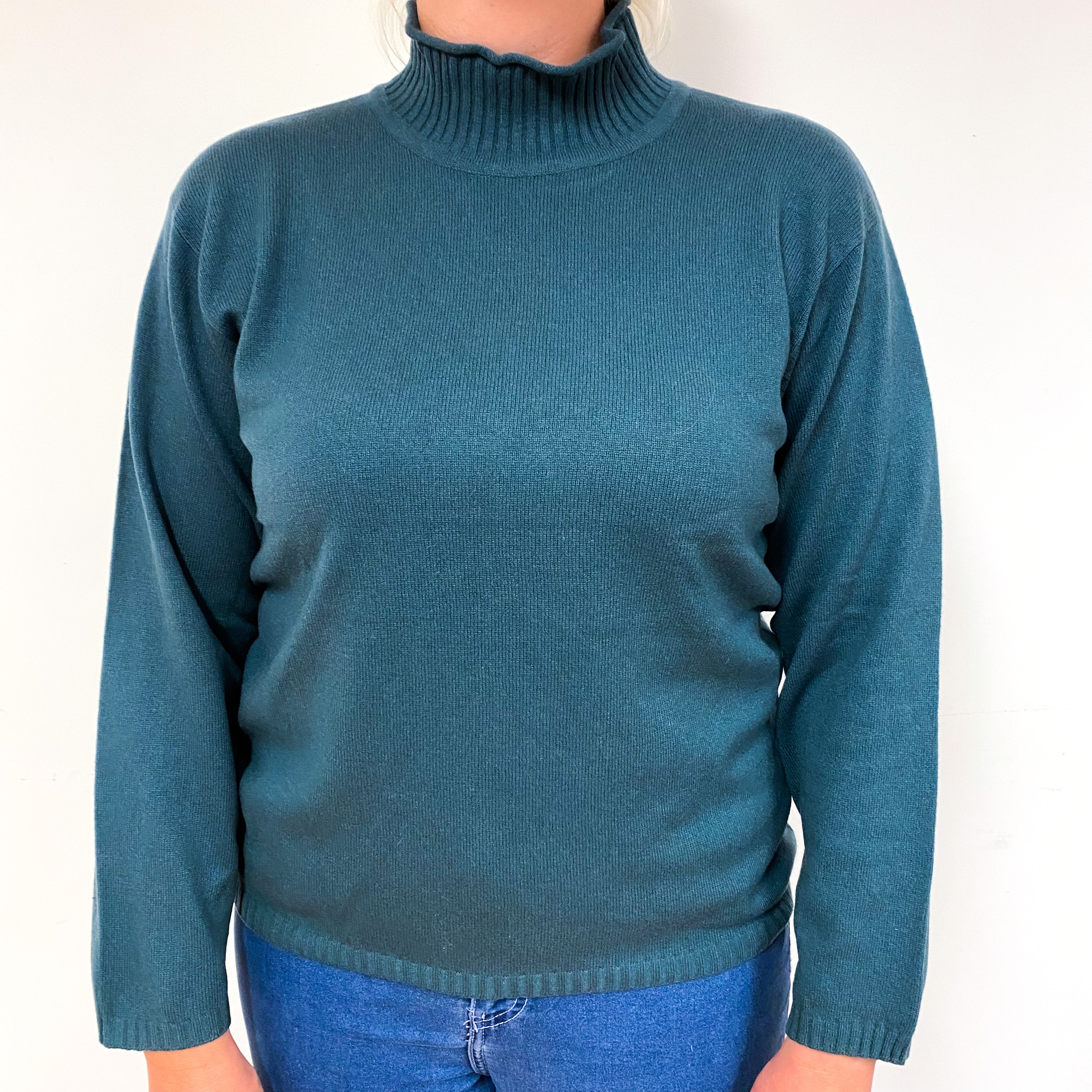 Vintage Spruce Green Cashmere Turtle Neck Jumper Large