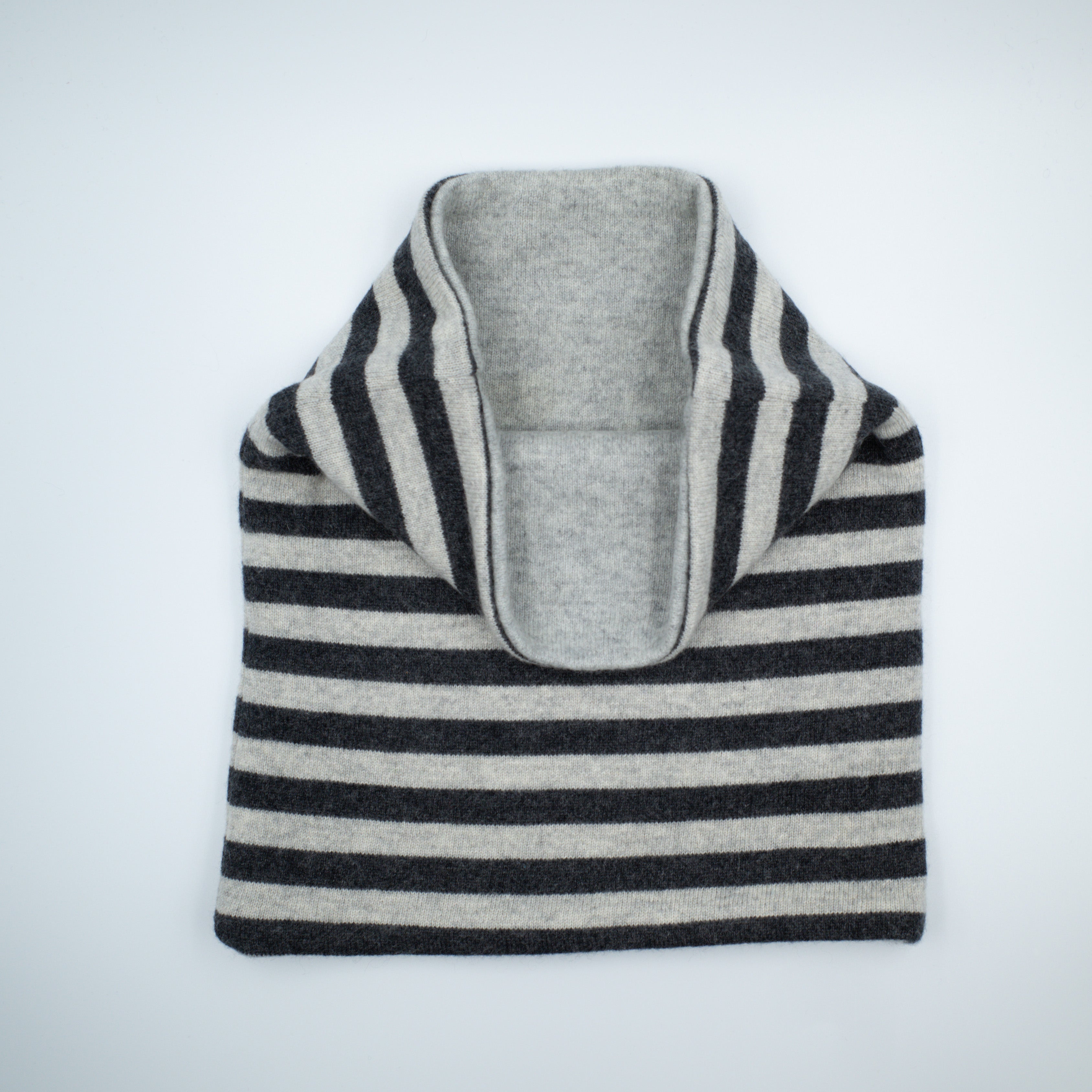 Slate and Smoke Grey Stripe Luxury Double Layered Snood