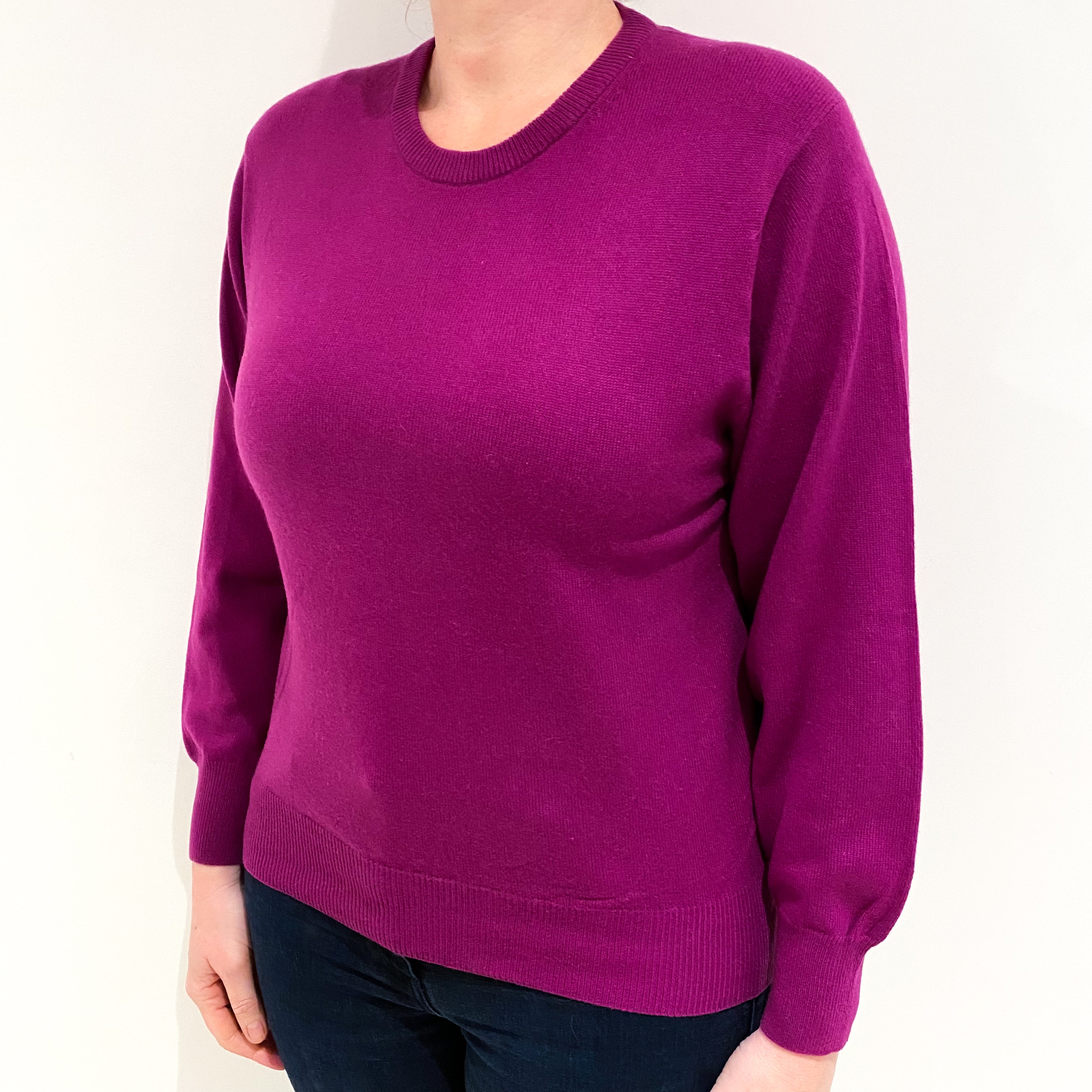 Violet Purple Cashmere Crew Neck Jumper Large