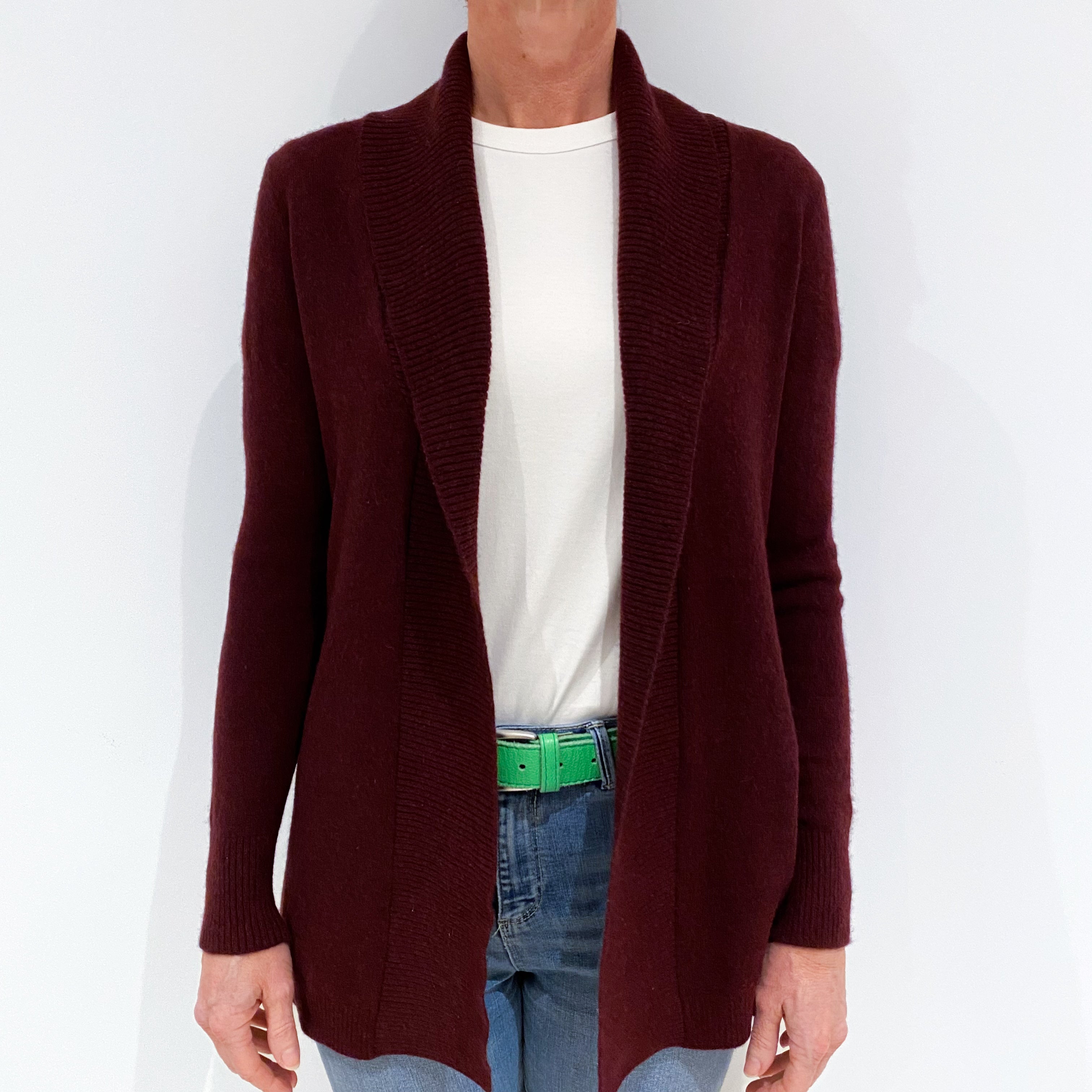 Wine Red Cashmere Edge to Edge Cardigan Small