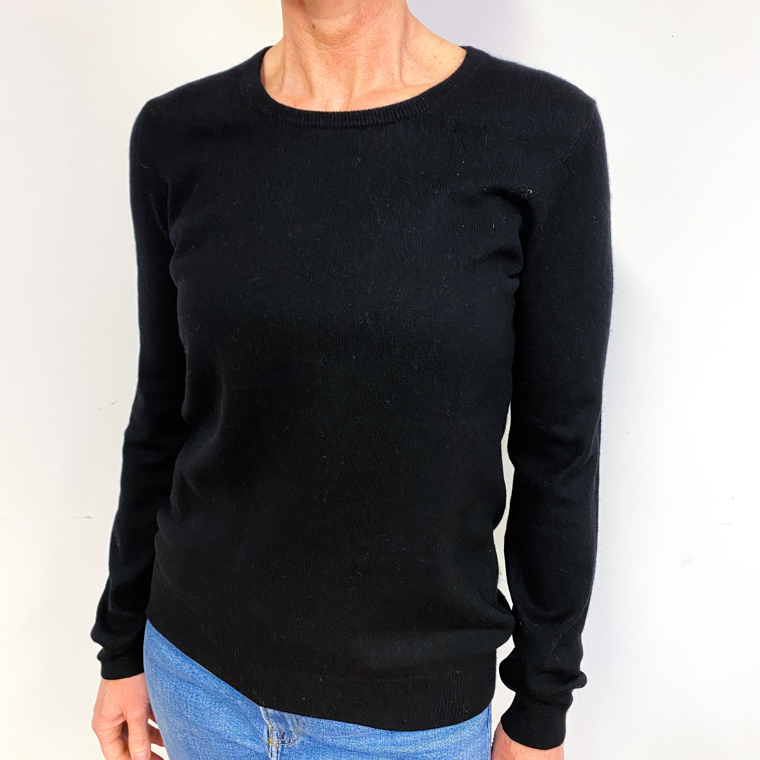 Black Cashmere Crew Neck Jumper Medium