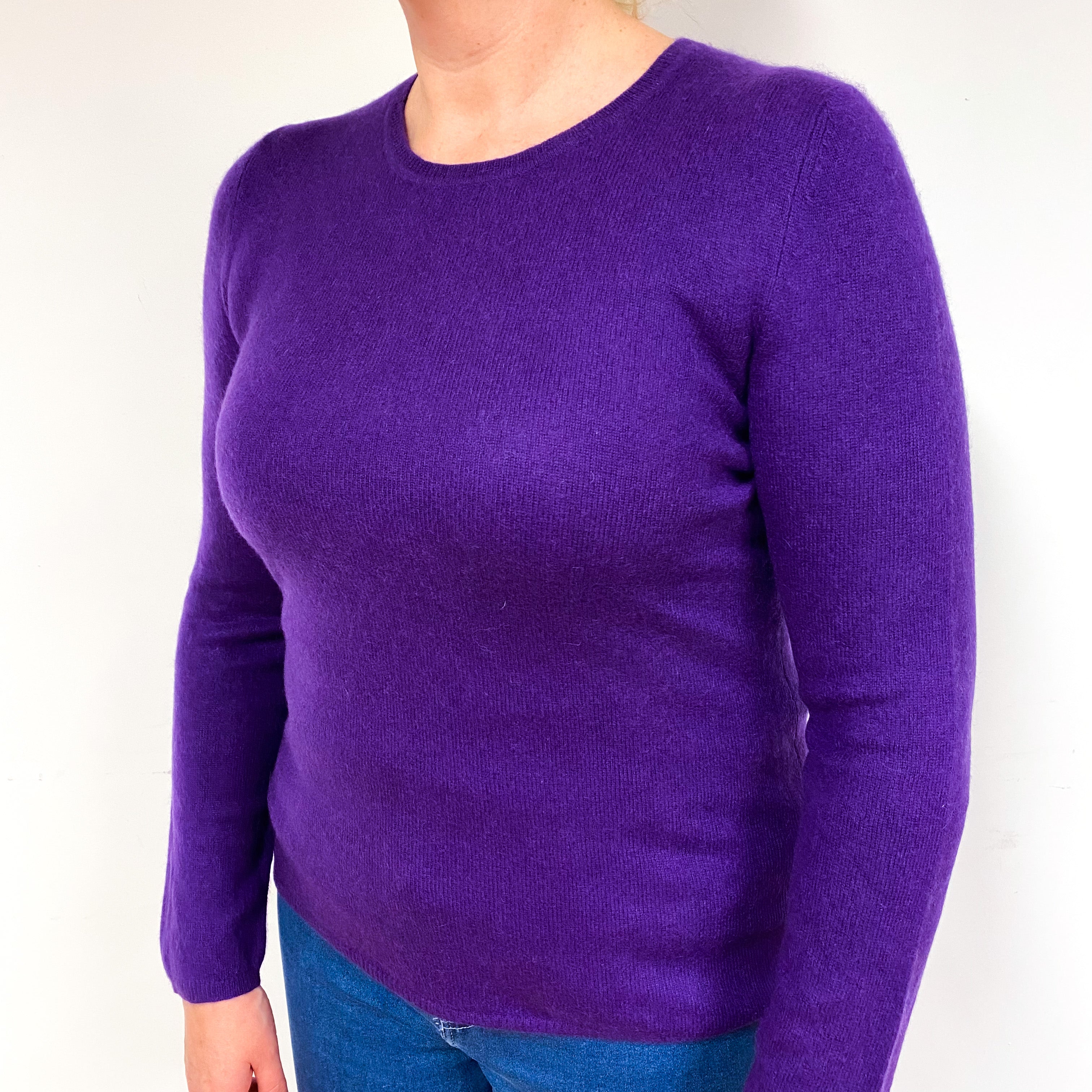 Iris Purple Cashmere Crew Neck Jumper Large