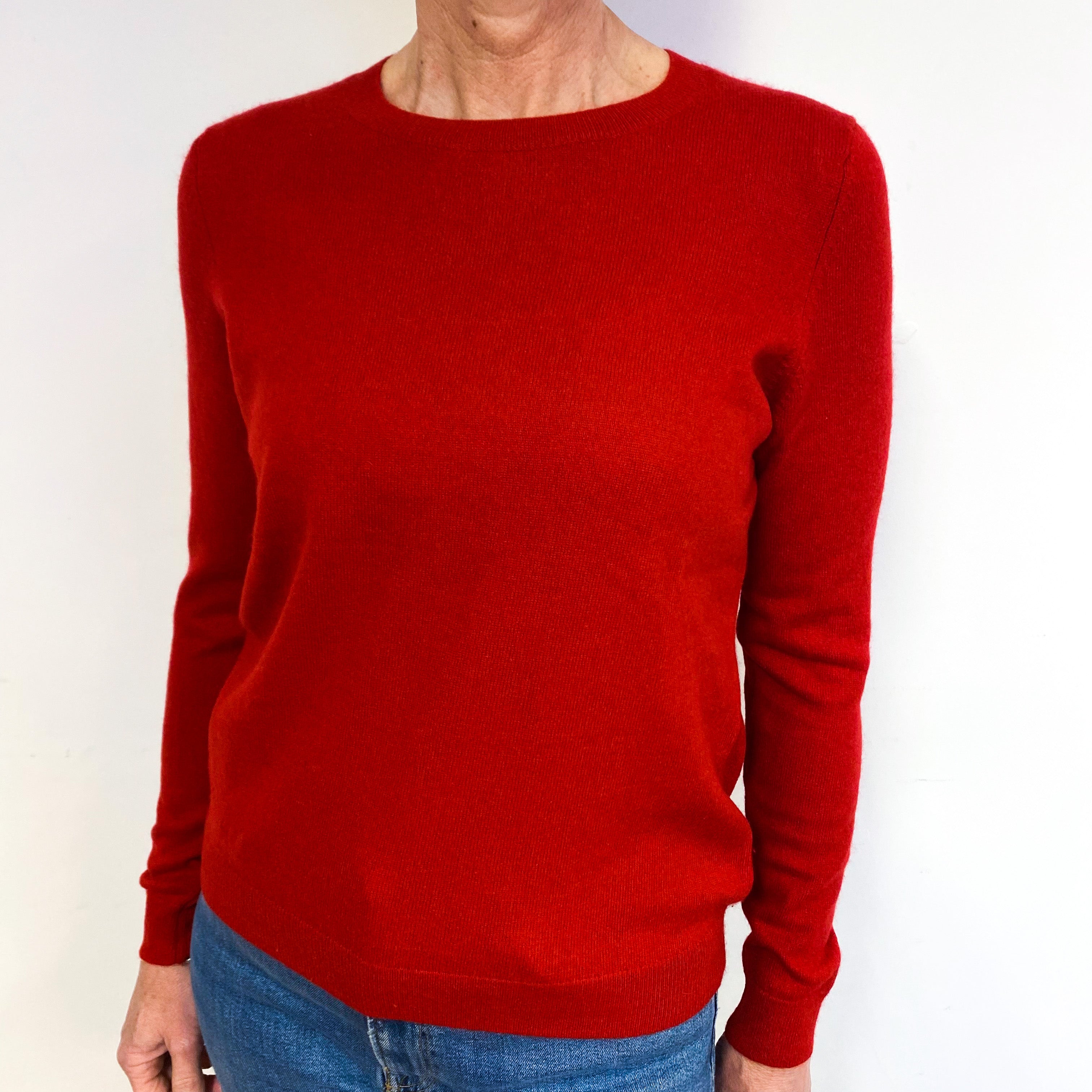 Post Box Red Cashmere Crew Neck Jumper Medium