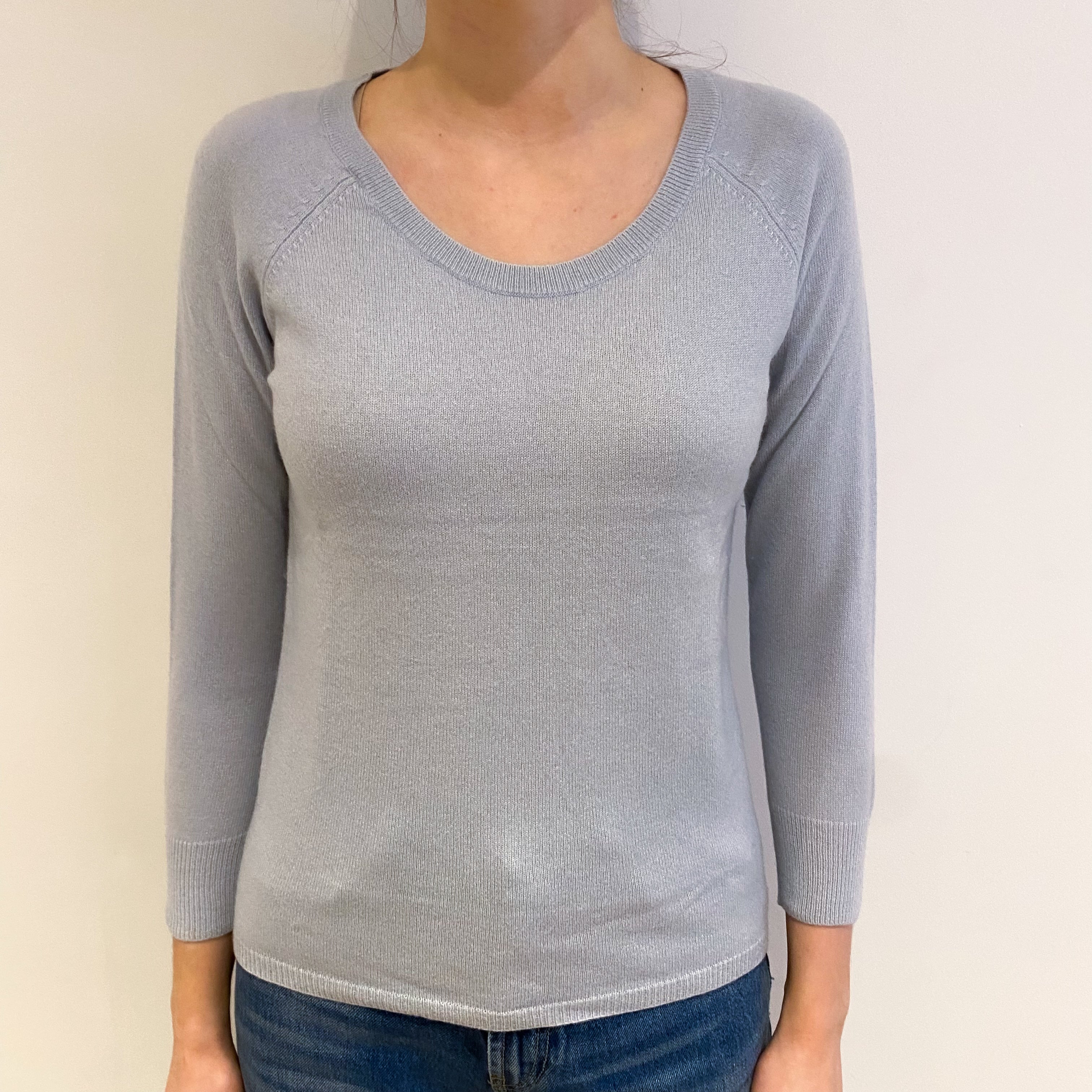 Pale Blue Cashmere Scoop Neck Jumper Extra Small