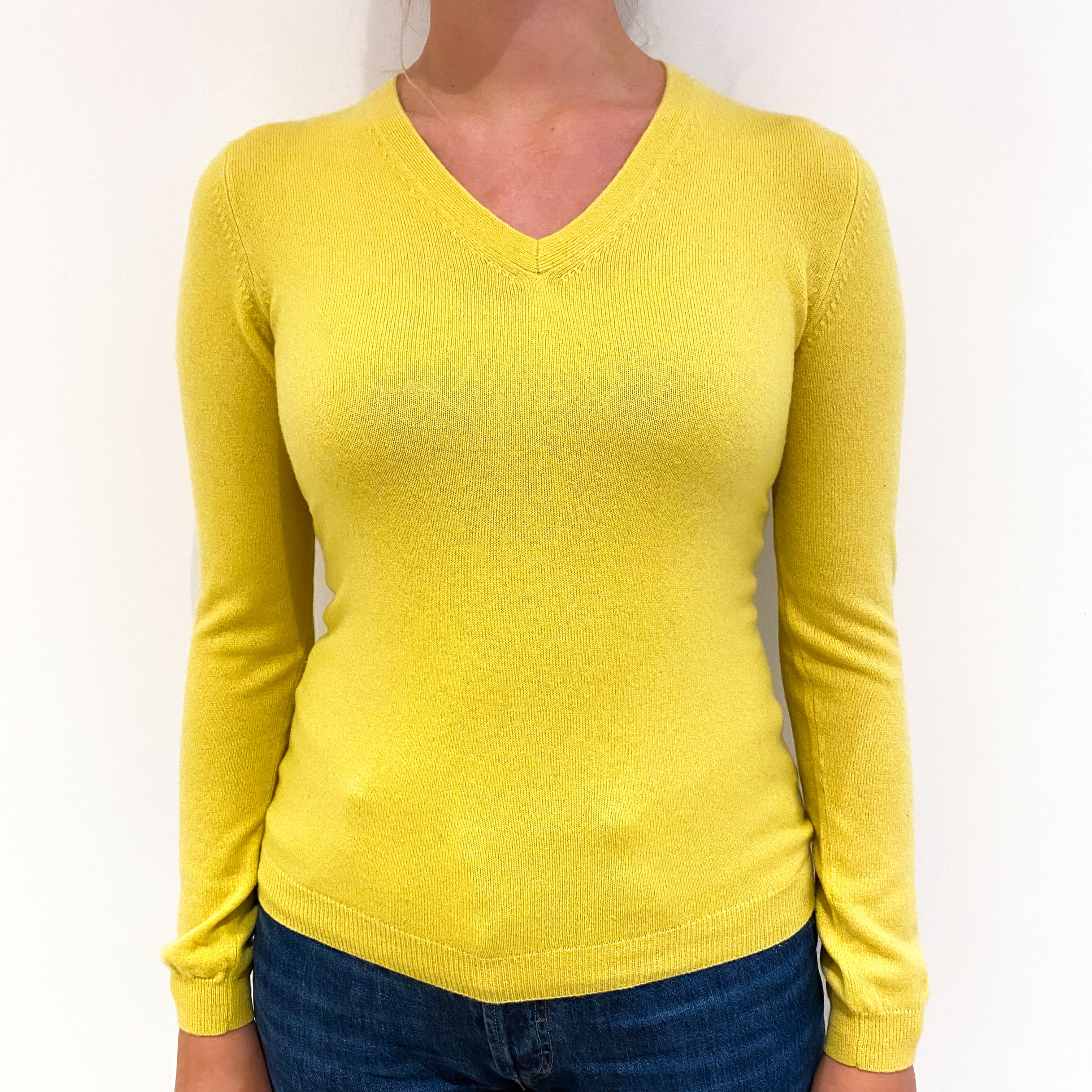 Dandelion Yellow Cashmere V-Neck Jumper Small